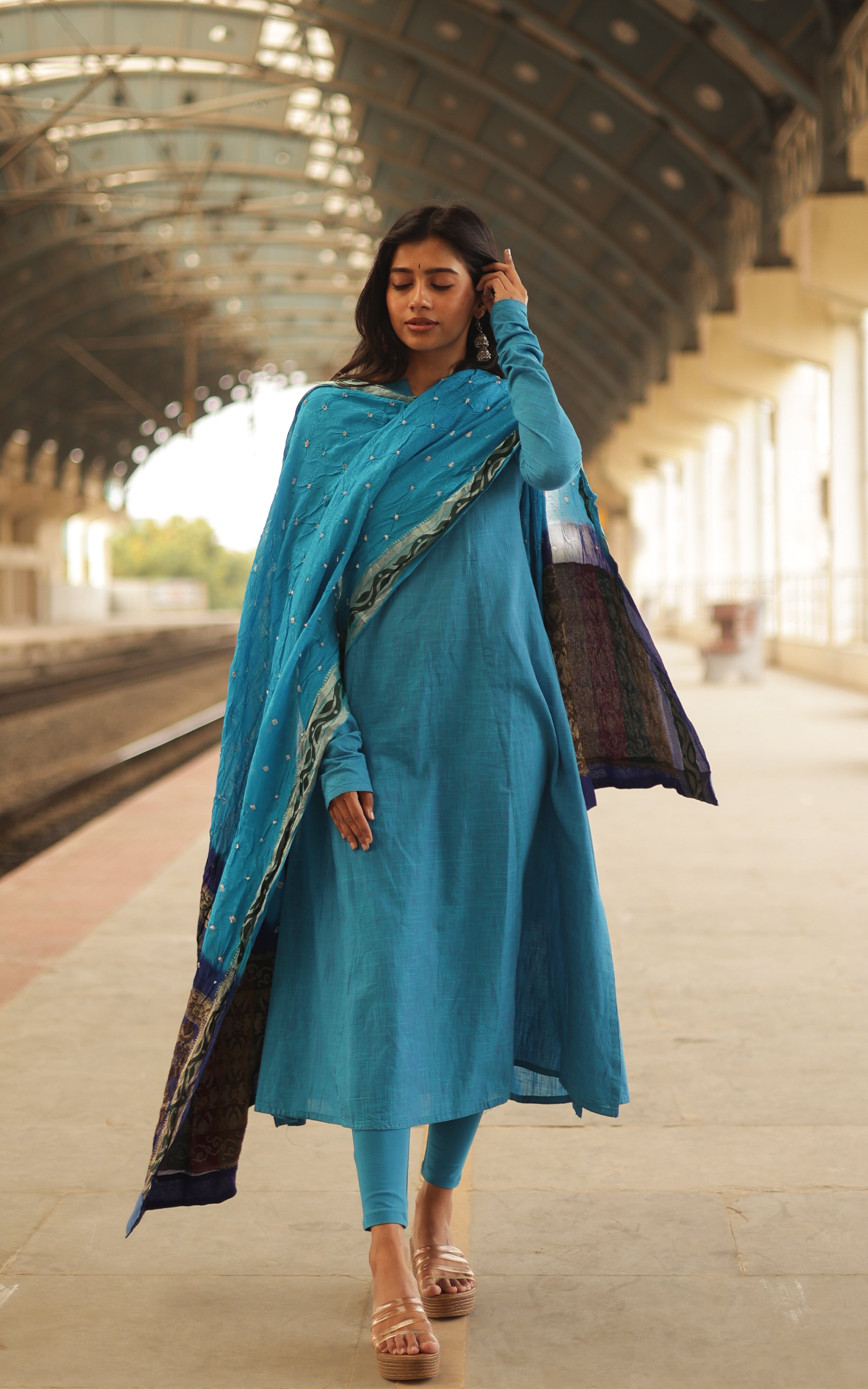 South cotton salwar with a cotton dupatta
