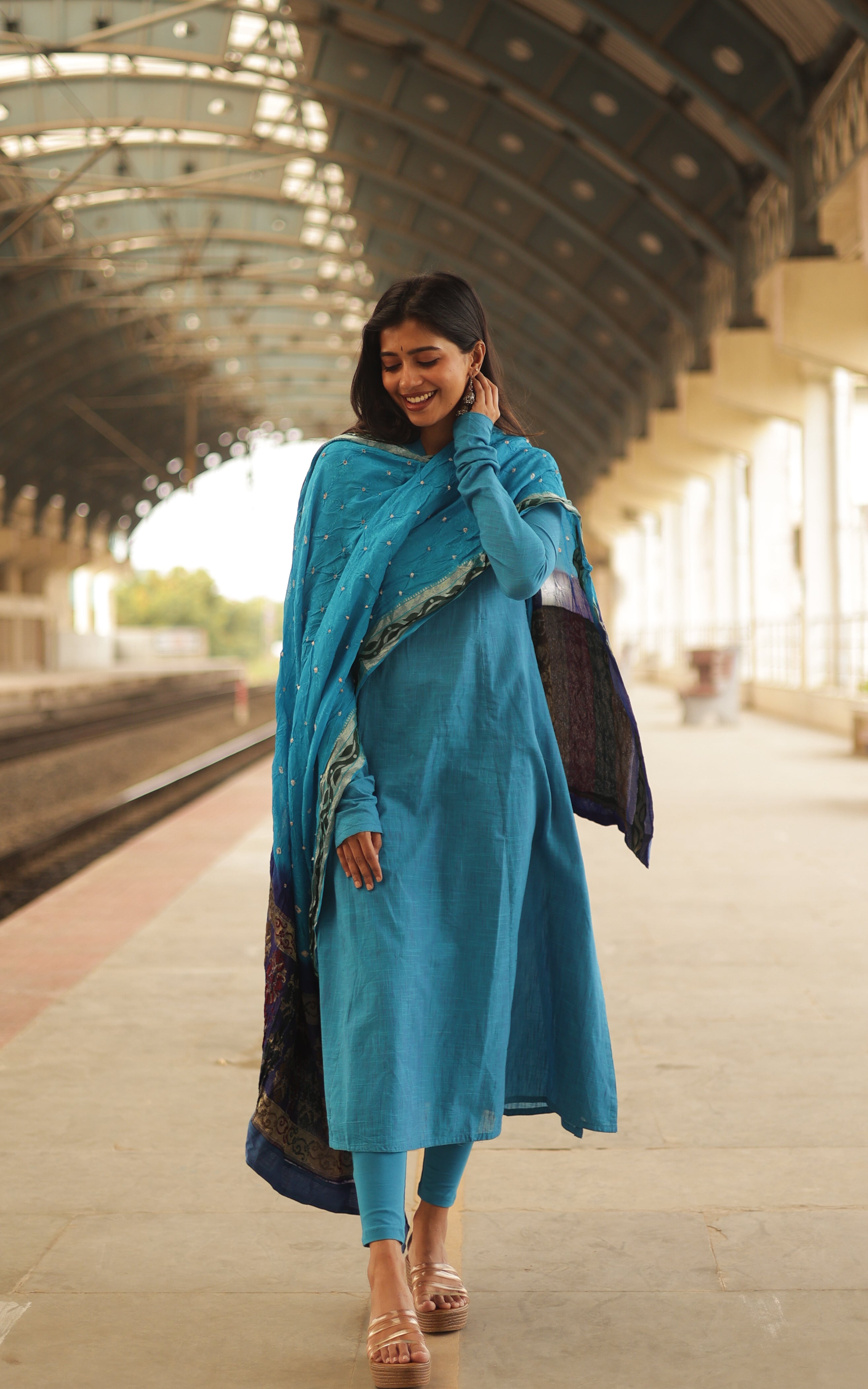 instore kurti Kadhalar Dhinam Blue (Kurti+Dupatta)