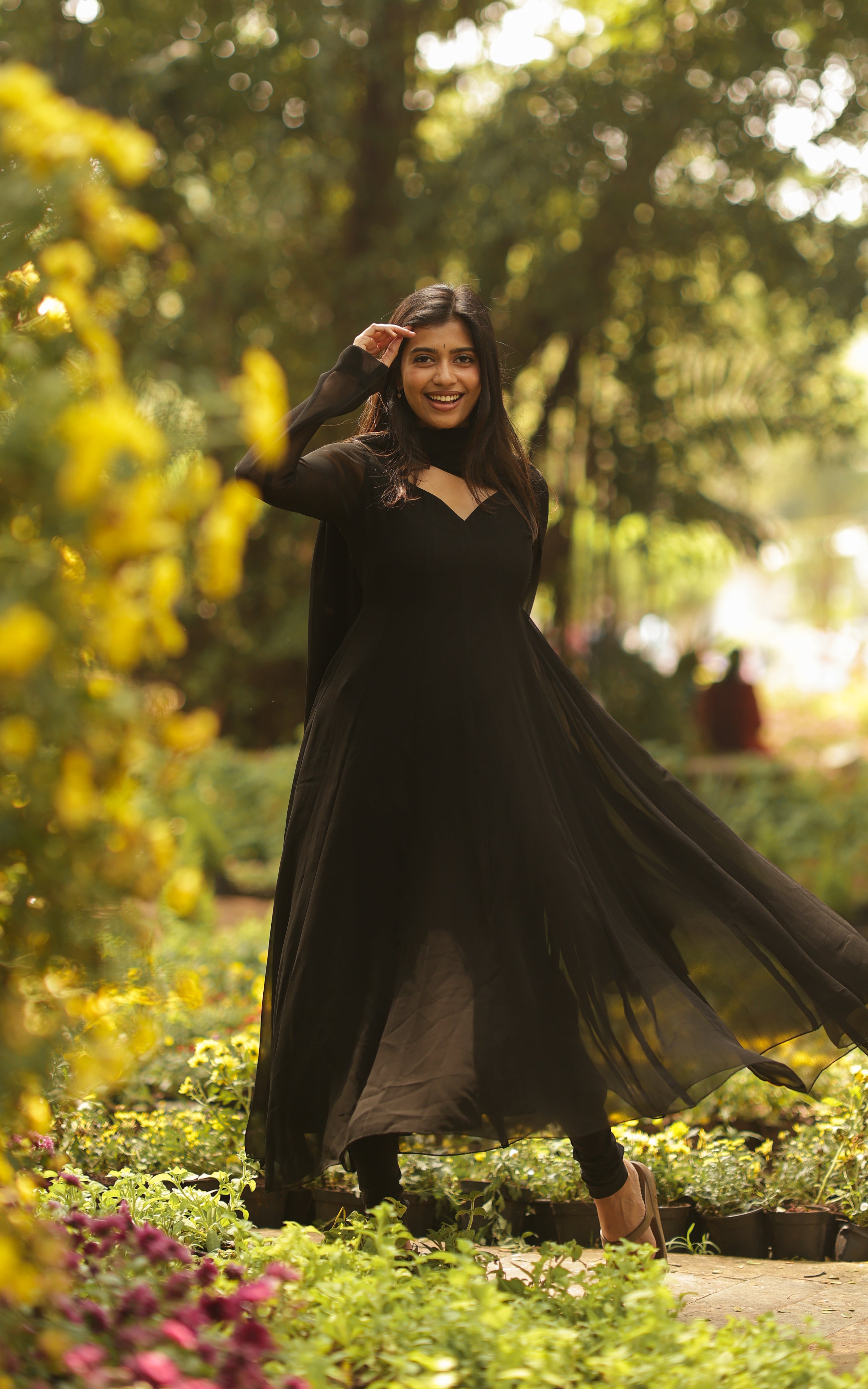 anarkali pair with black colored leggings