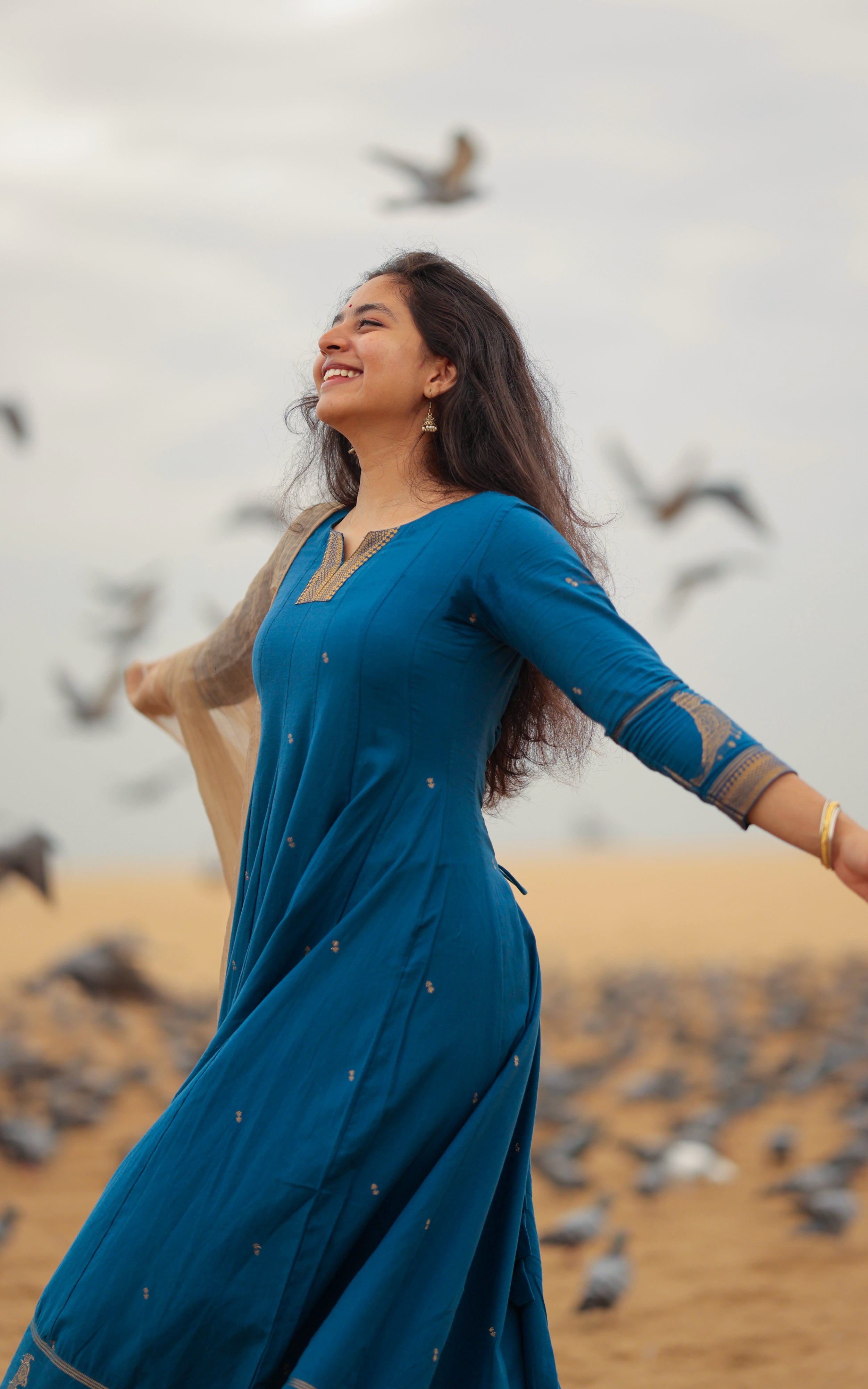 Paingili Peacock Blue (Kurti+Dupatta) Delivery Time 10 Working days