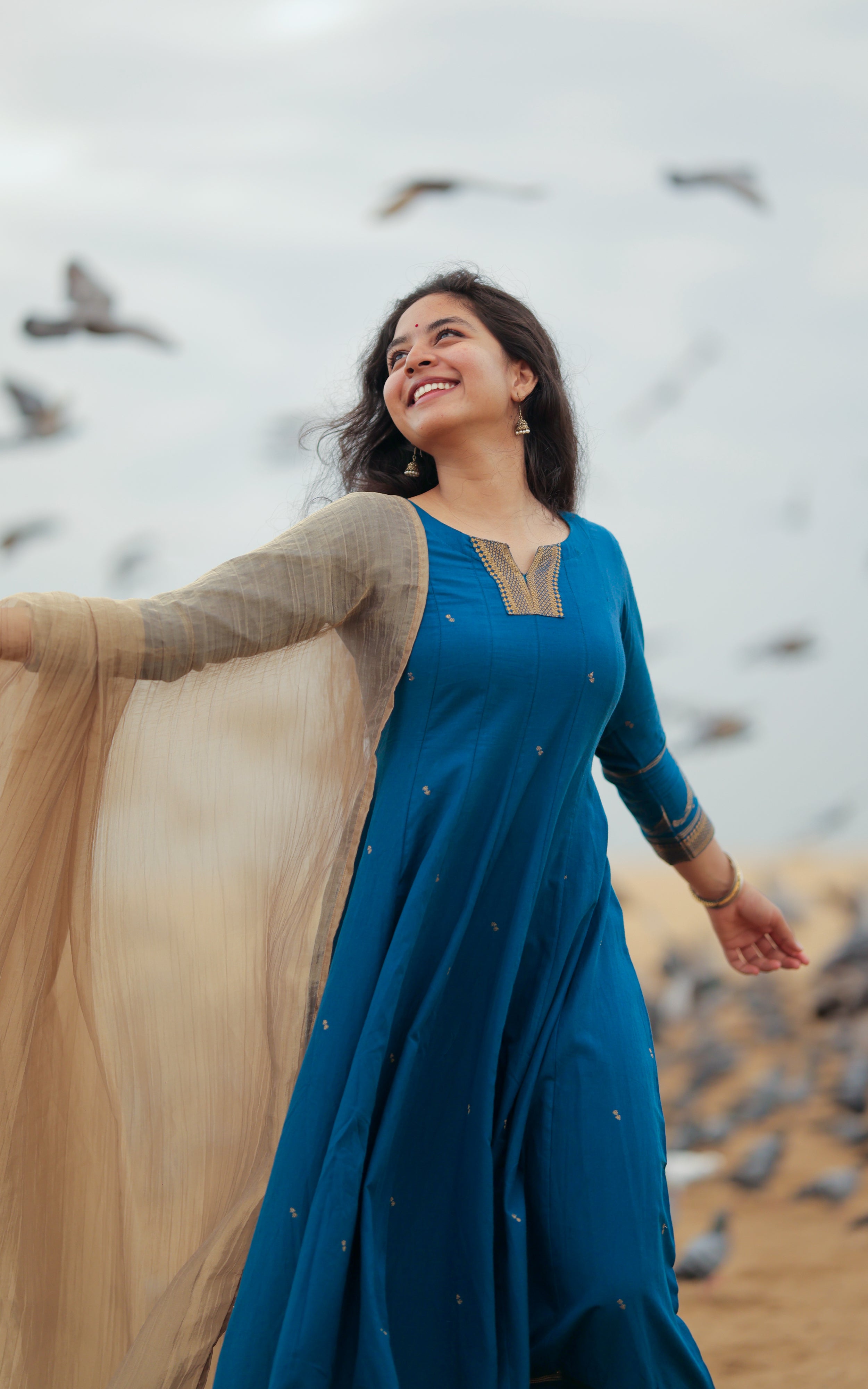 Paingili Peacock Blue (Kurti+Dupatta) Delivery Time 10 Working days