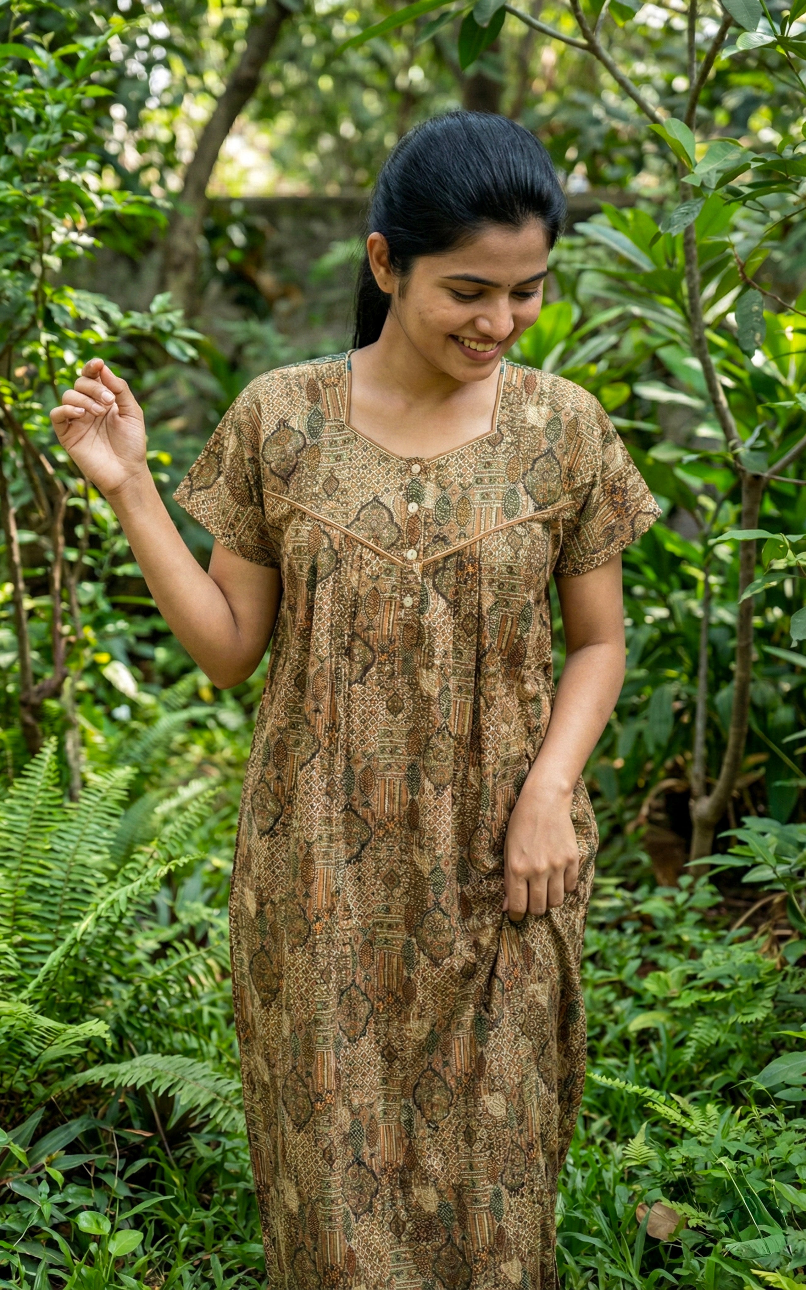 Comfortable printed cotton nighty for women