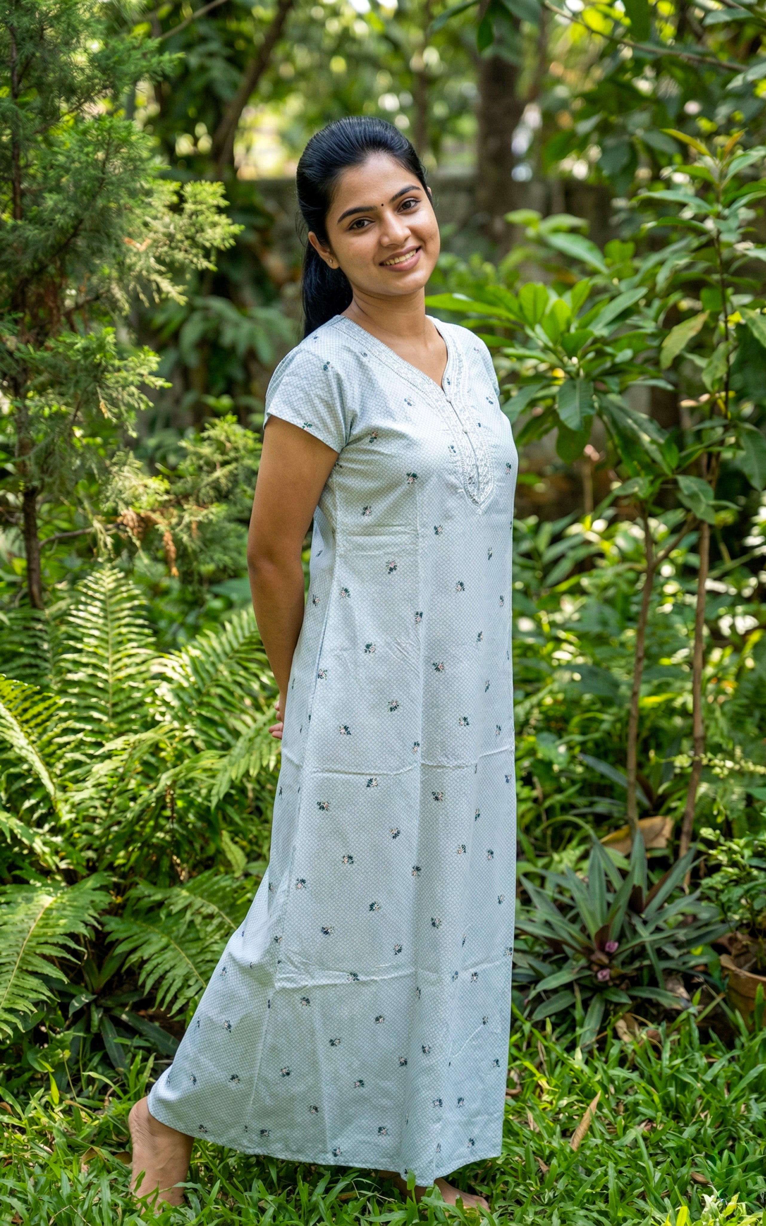 Comfortable printed cotton nighty for women