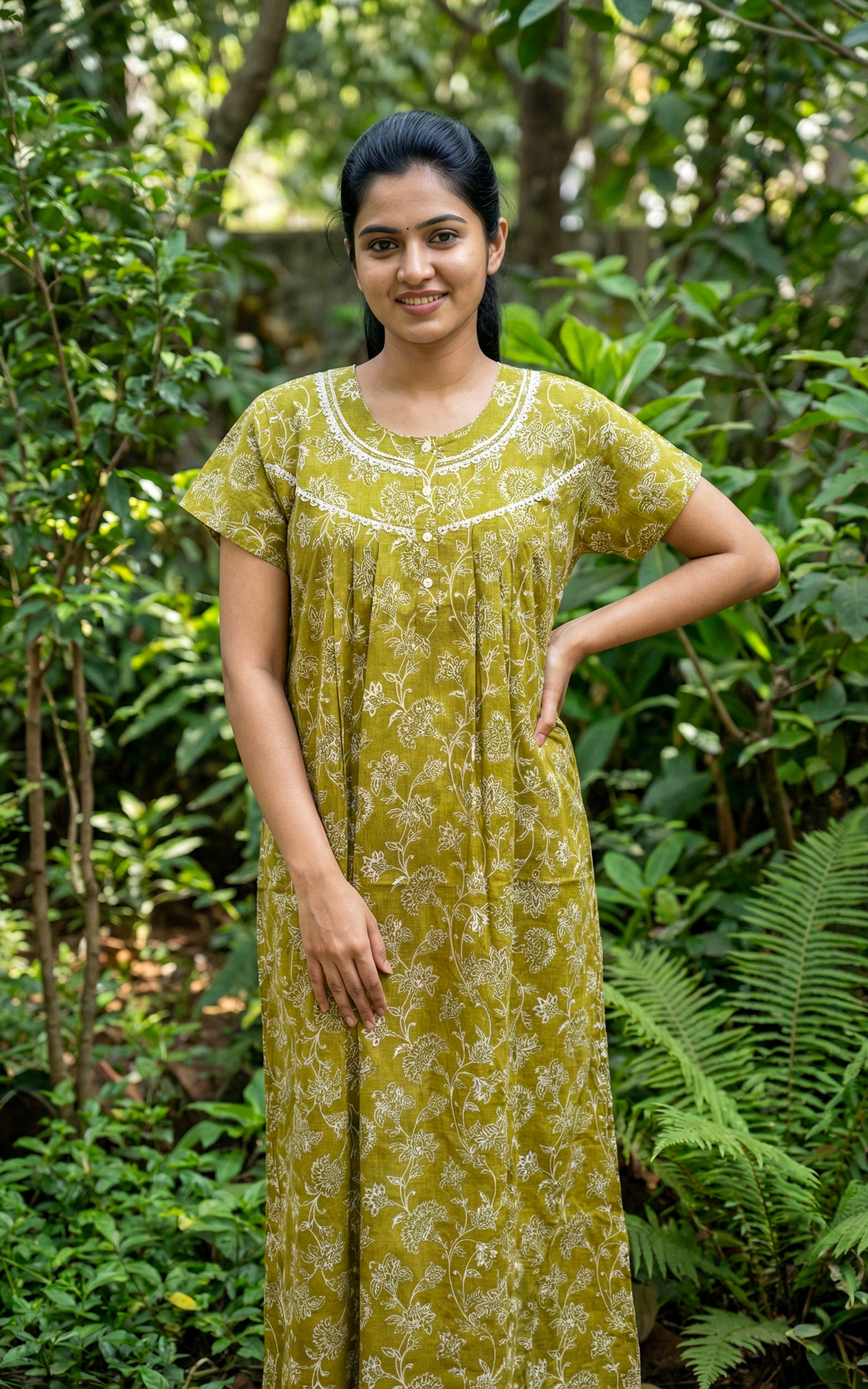 Comfortable printed cotton nighty for women