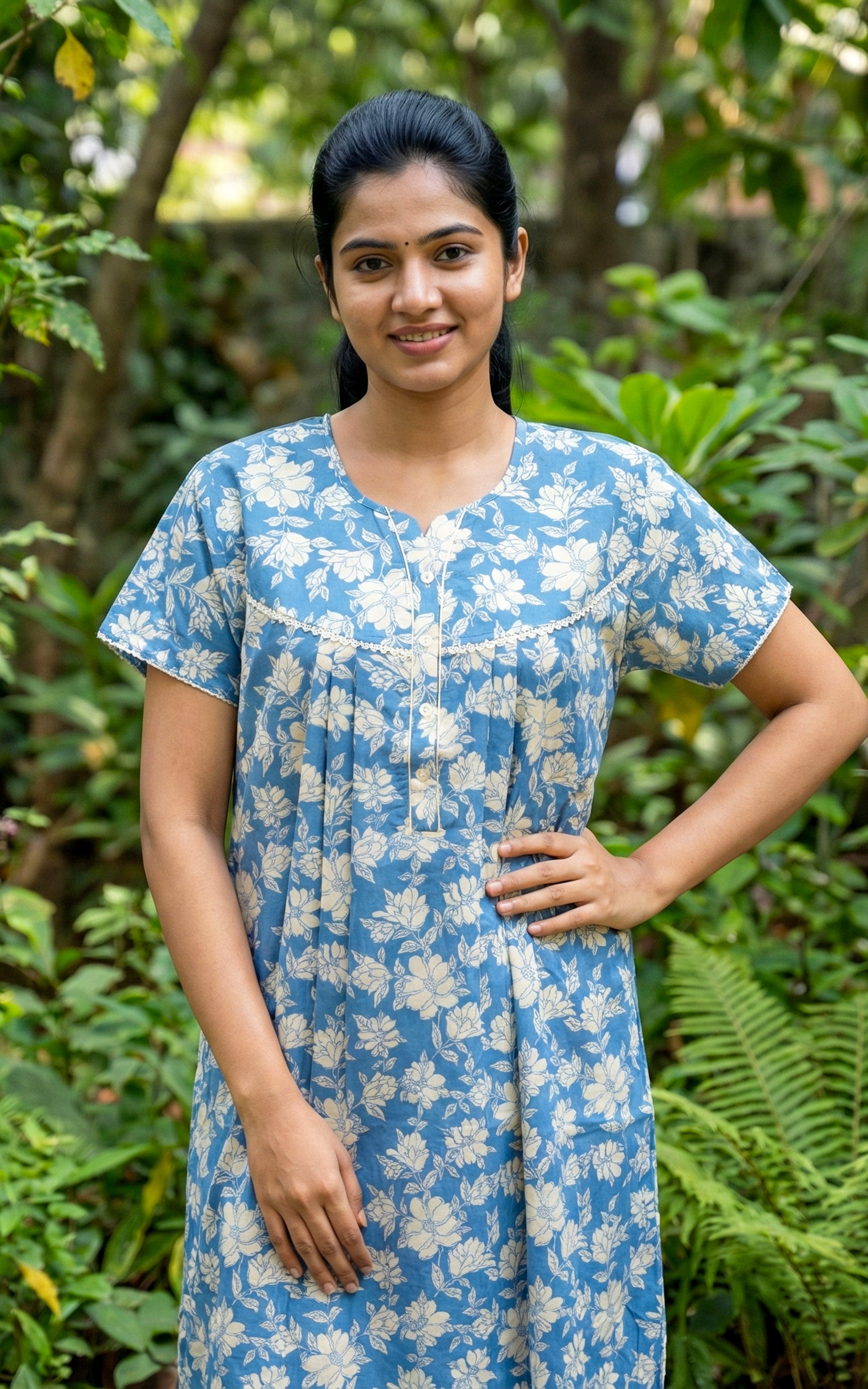 Comfortable printed cotton nighty for women