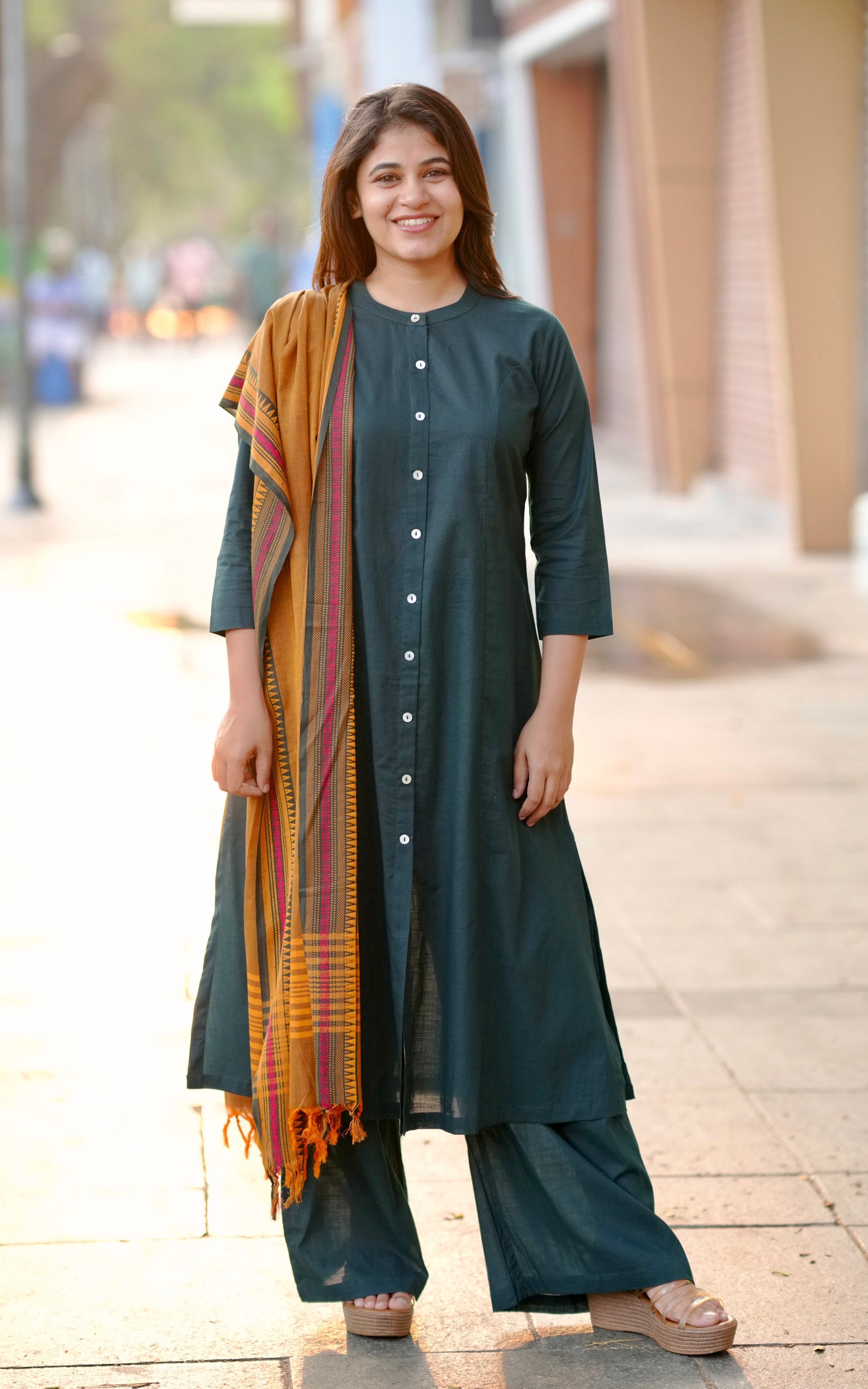 Vikashini Dark Green (Kurti+Pant+Dupatta)