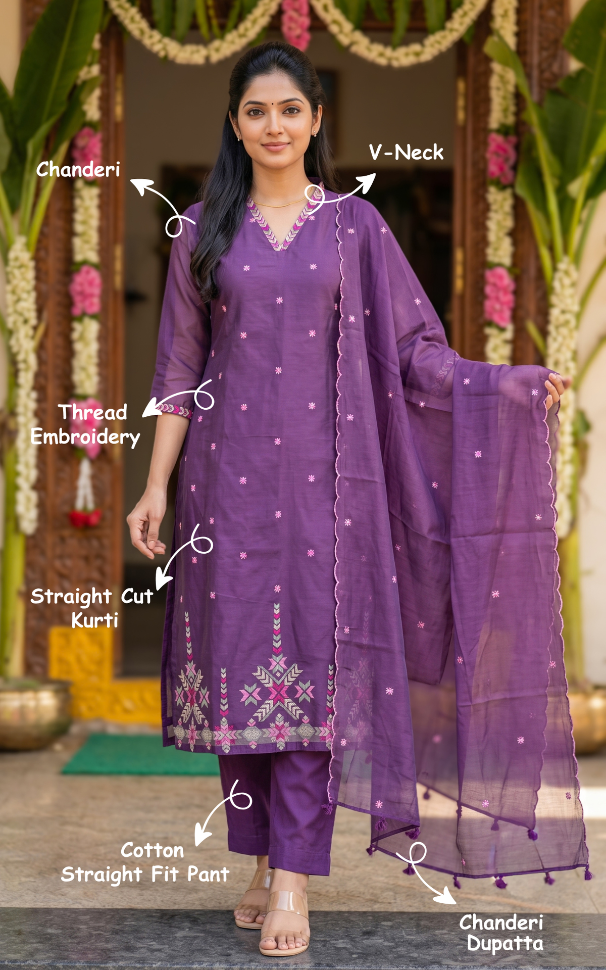 Shagithiya Purple (Kurti+Pant+Dupatta)
