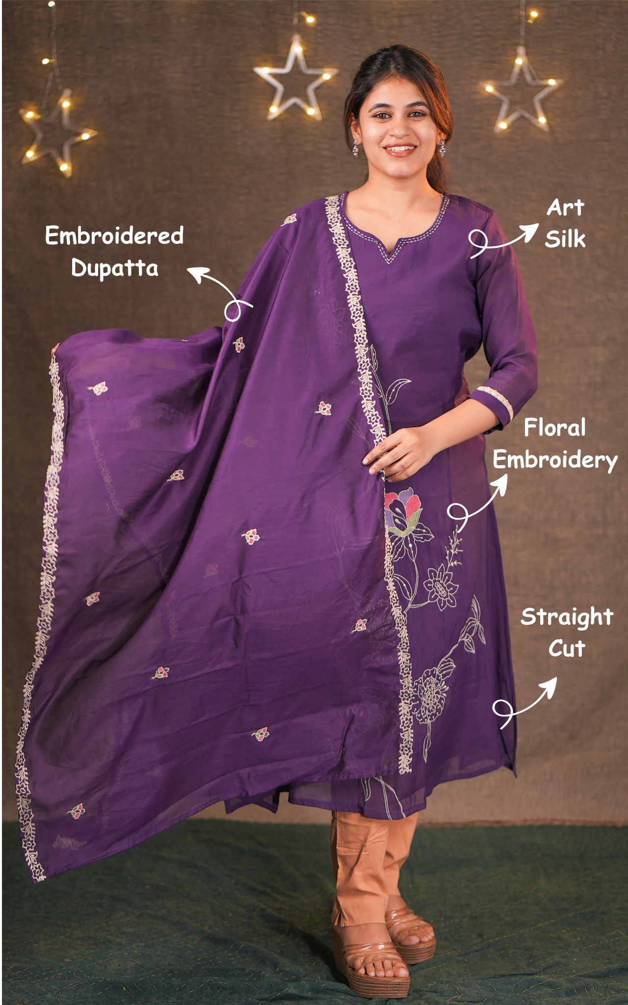 Art silk straight cut kurti