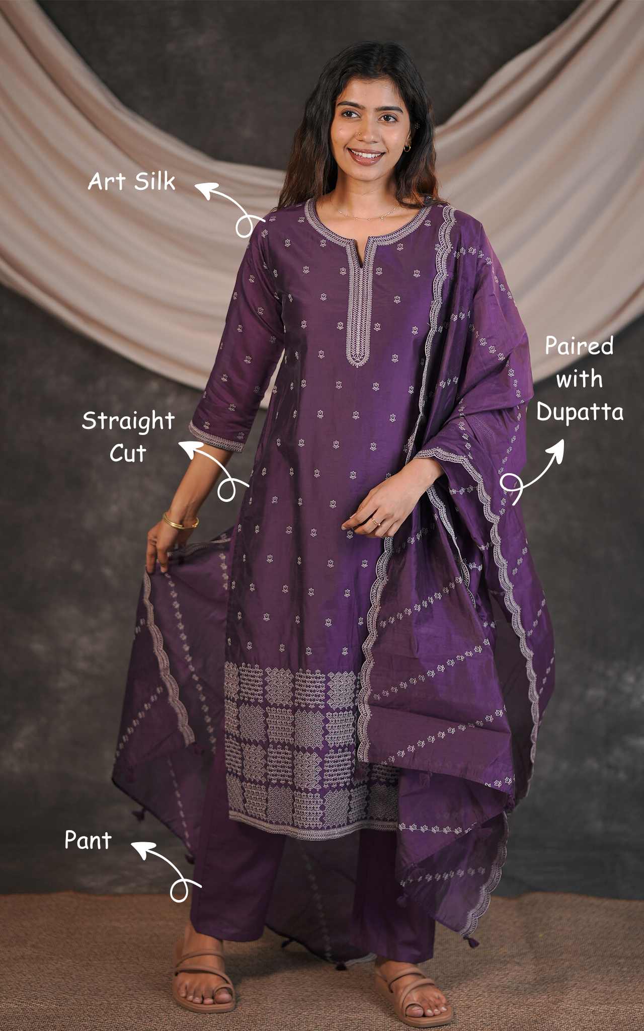 Comfortable and trendy art silk kurti set for women
