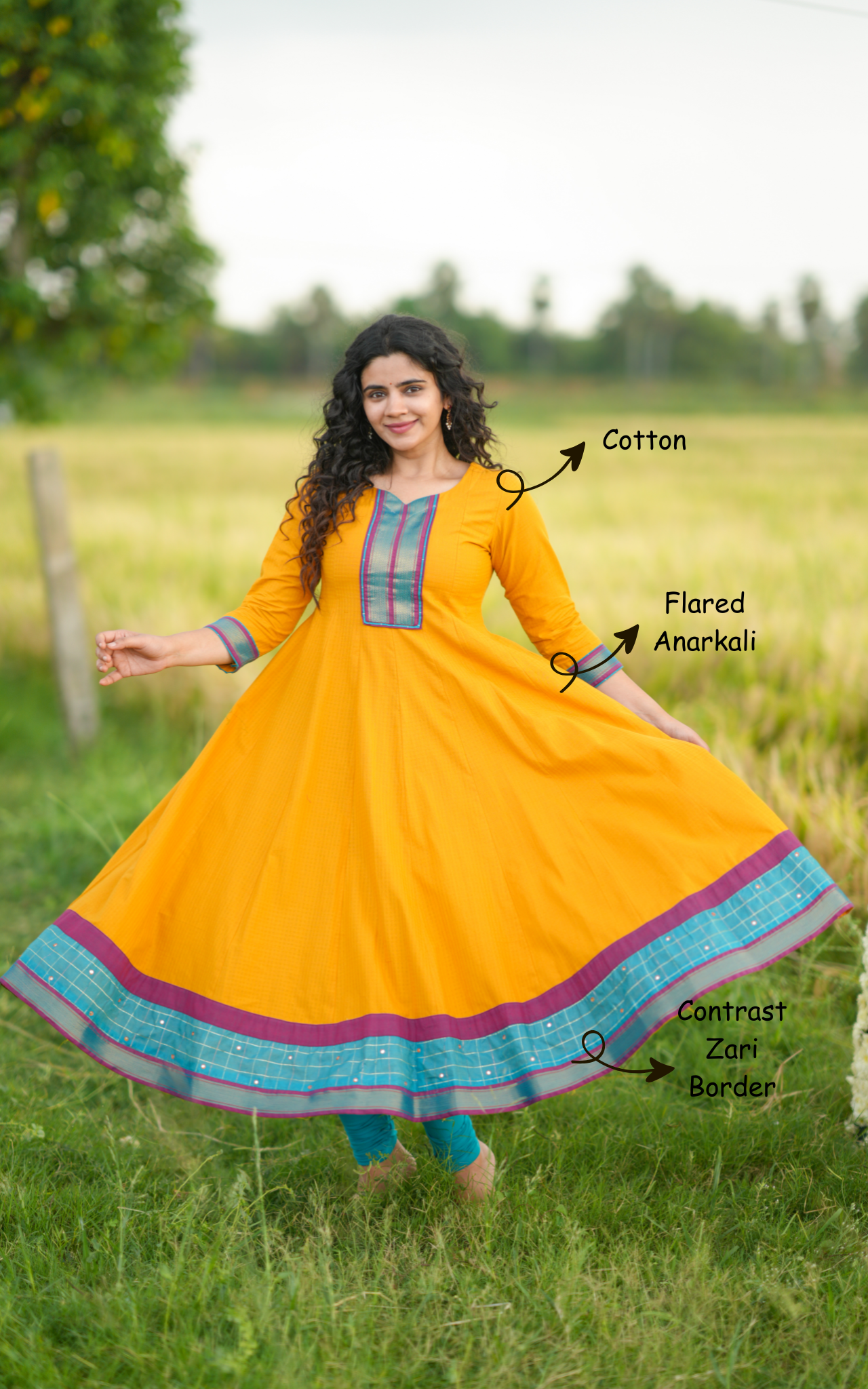 Yellow color Anarkali