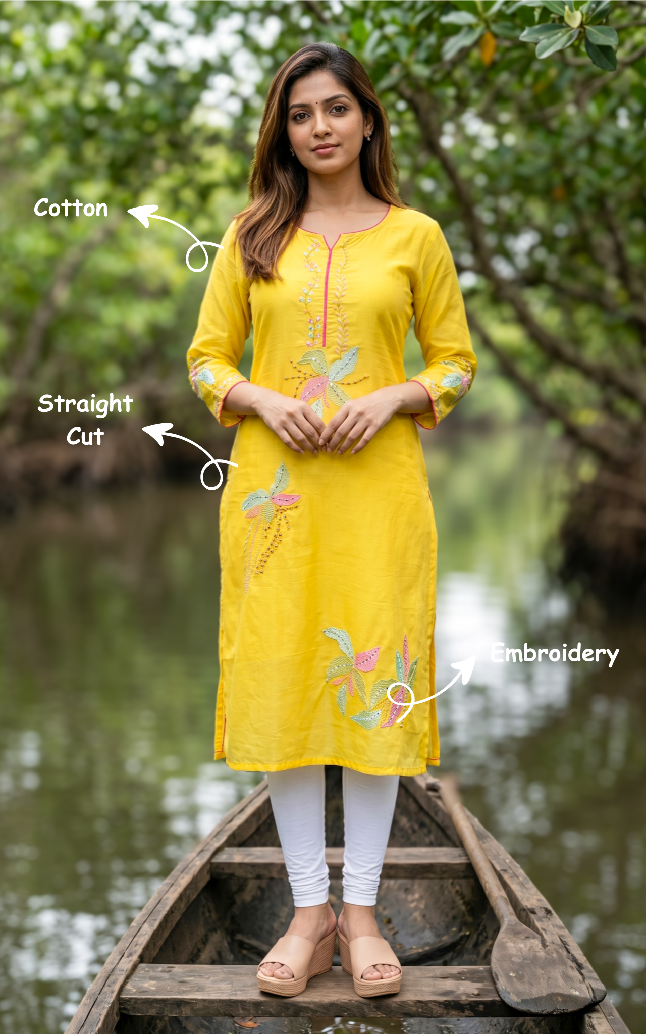 Comfortable yellow cotton kurti for women