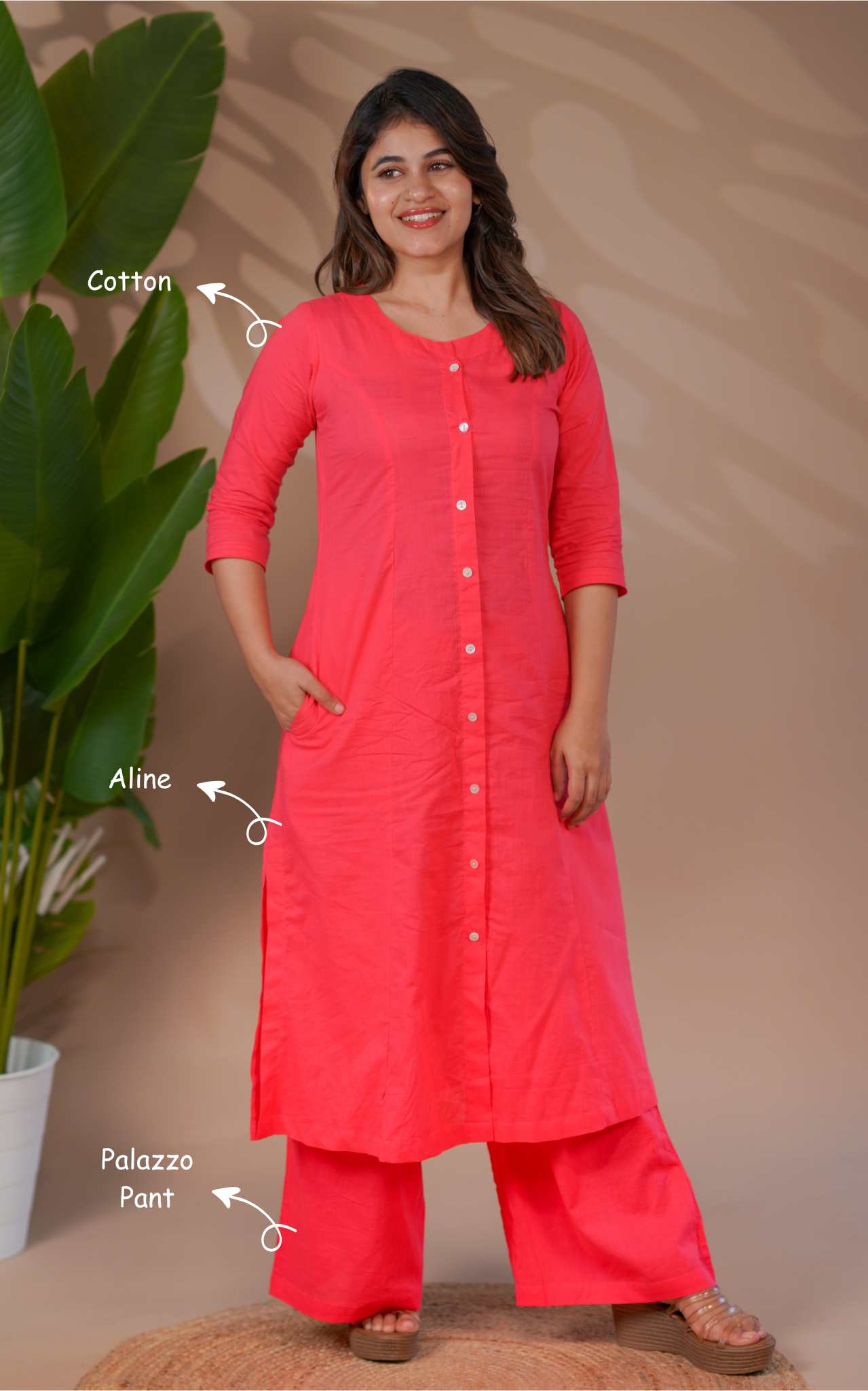 Vikashini Dark Peach (Kurti+Pant)