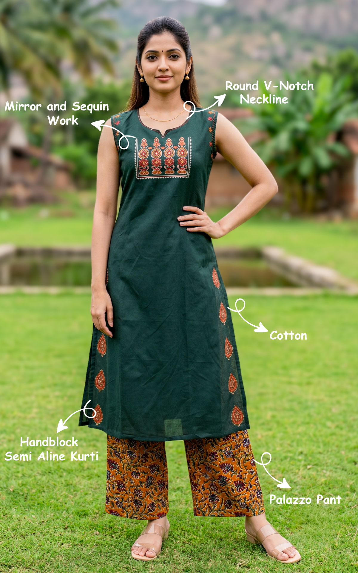 Shanmathi Handblock (Kurti+Pant)