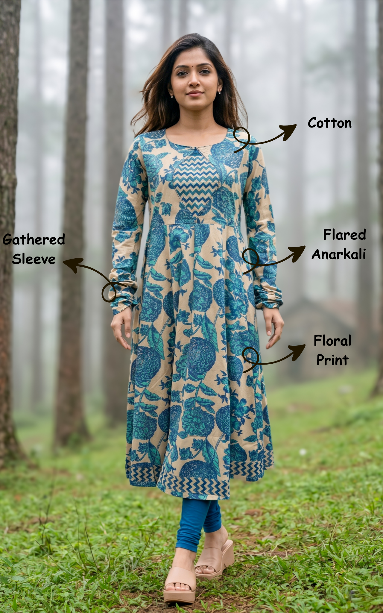 Blue comfortable daily wear kurti for women