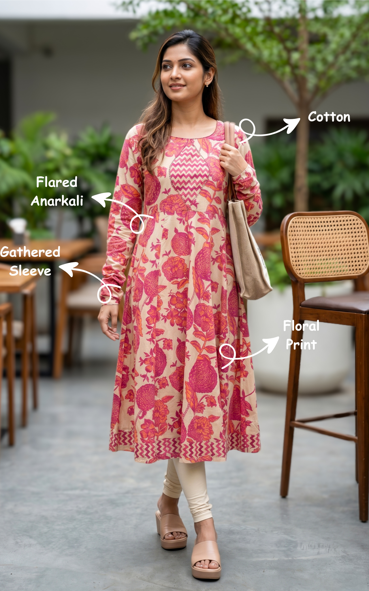 All day wear cotton Anarkali kurti for women