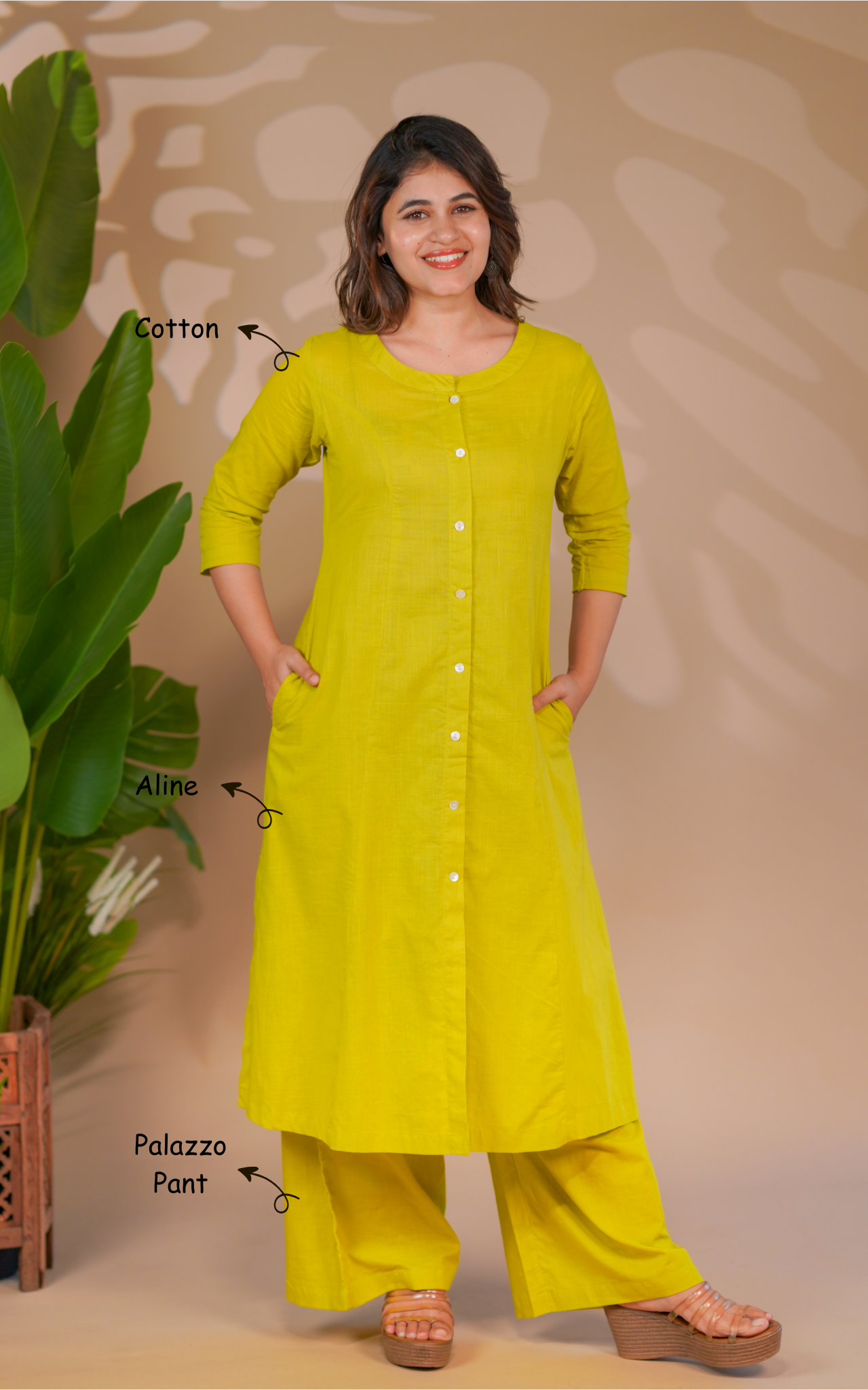 Vikashini Lime Yellow (Kurti+Pant)