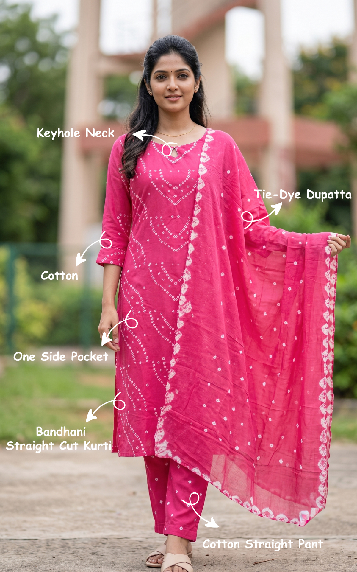 Rithushka Dark Pink (Kurti+Pant+Dupatta)