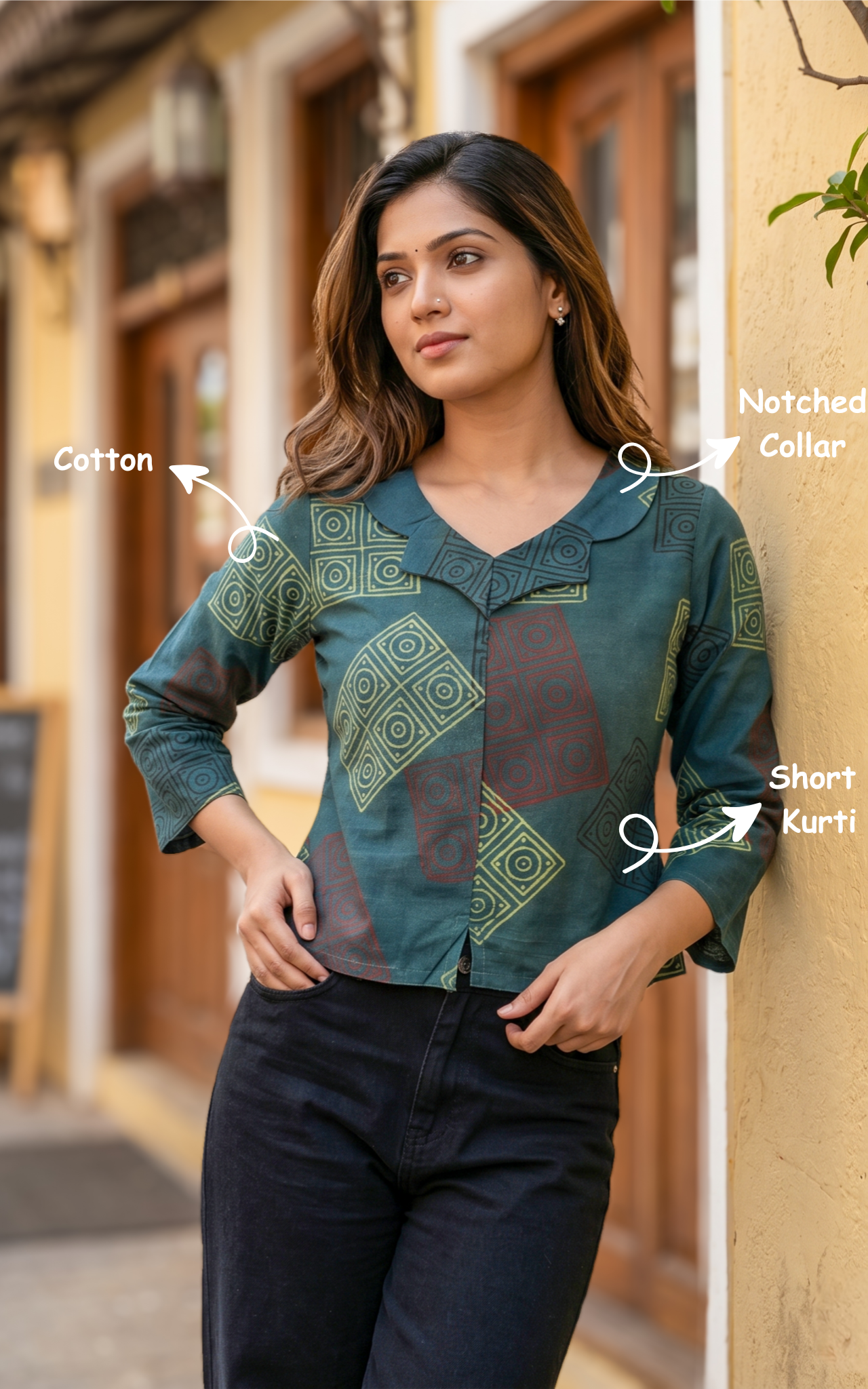 Printed cotton everyday wear kurti for women