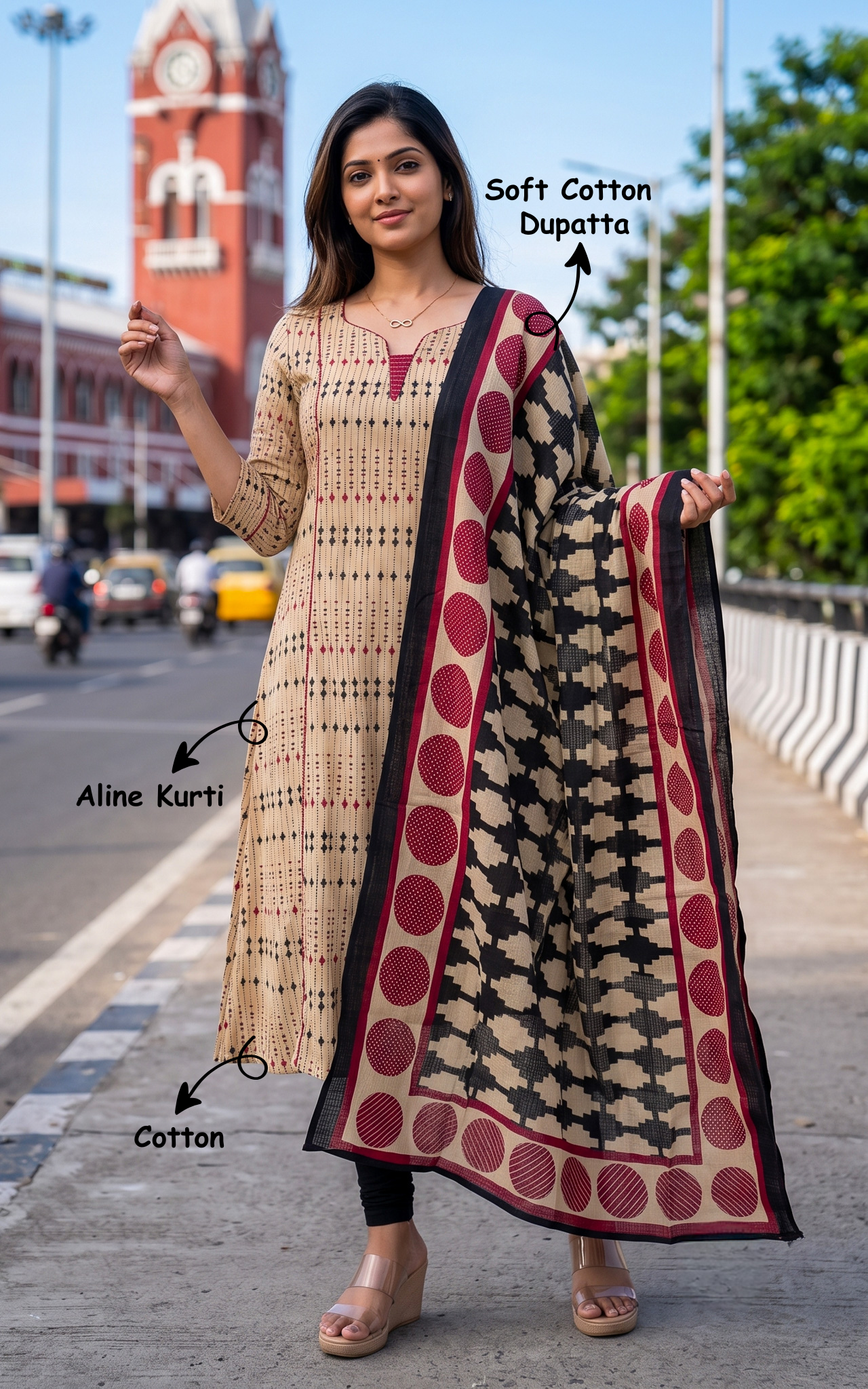 Shrithika Black (Kurti+Dupatta)