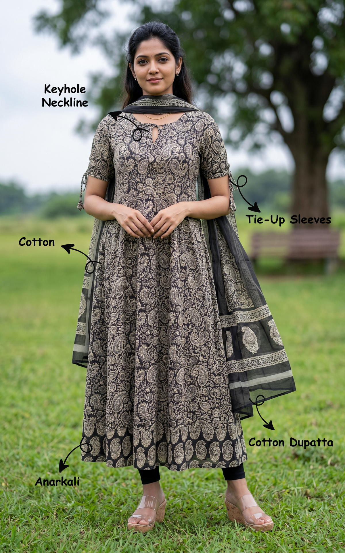 Aadhila Black (Kurti+Dupatta)