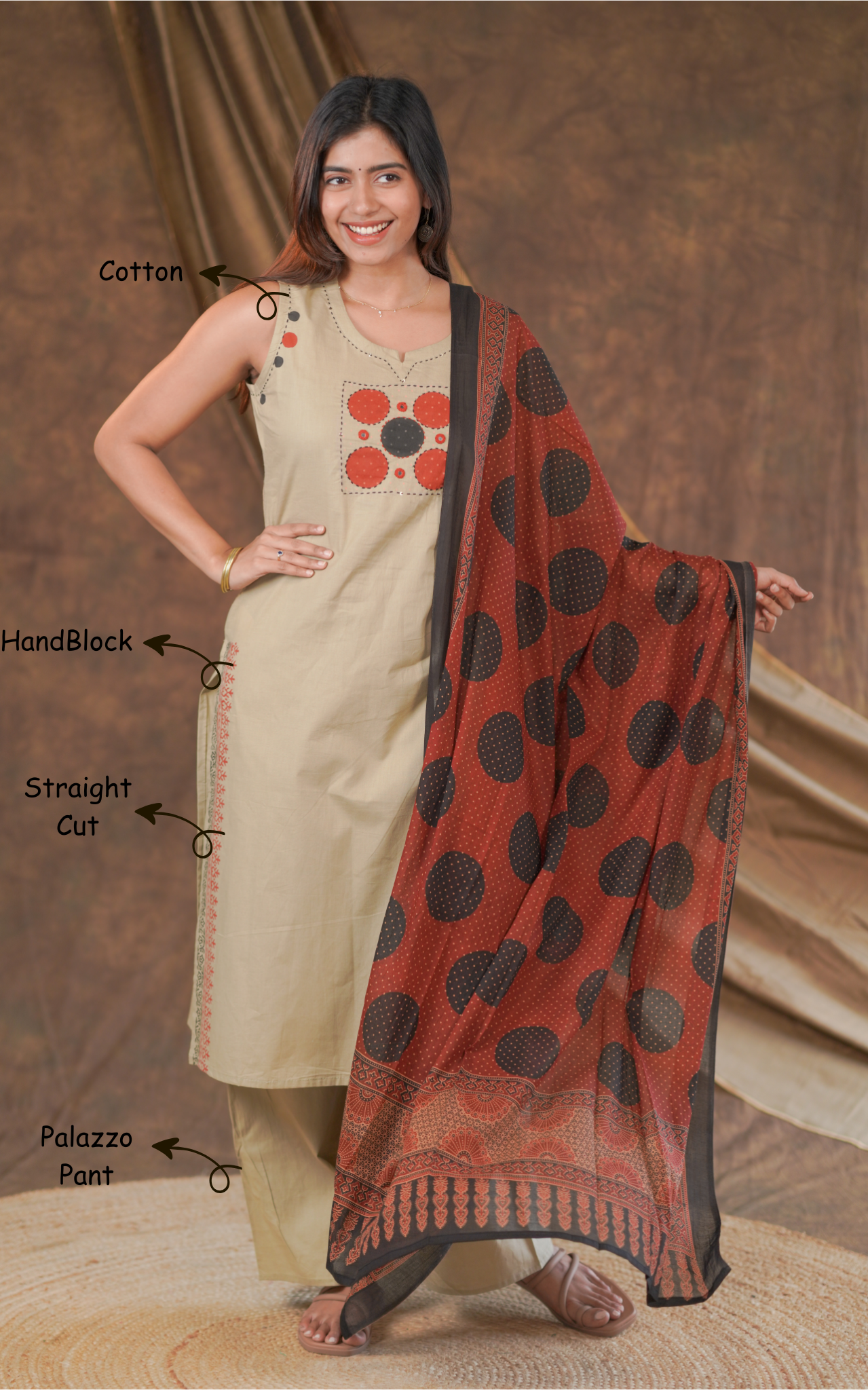 Varuda Handblock (Kurti+Pant+Dupatta)