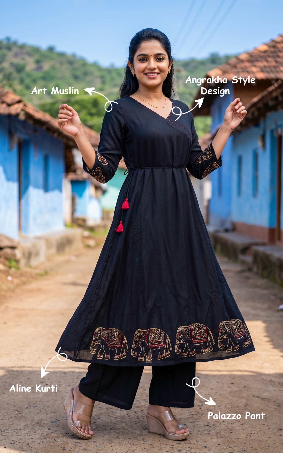 Rubini Black (Kurti+Pant)
