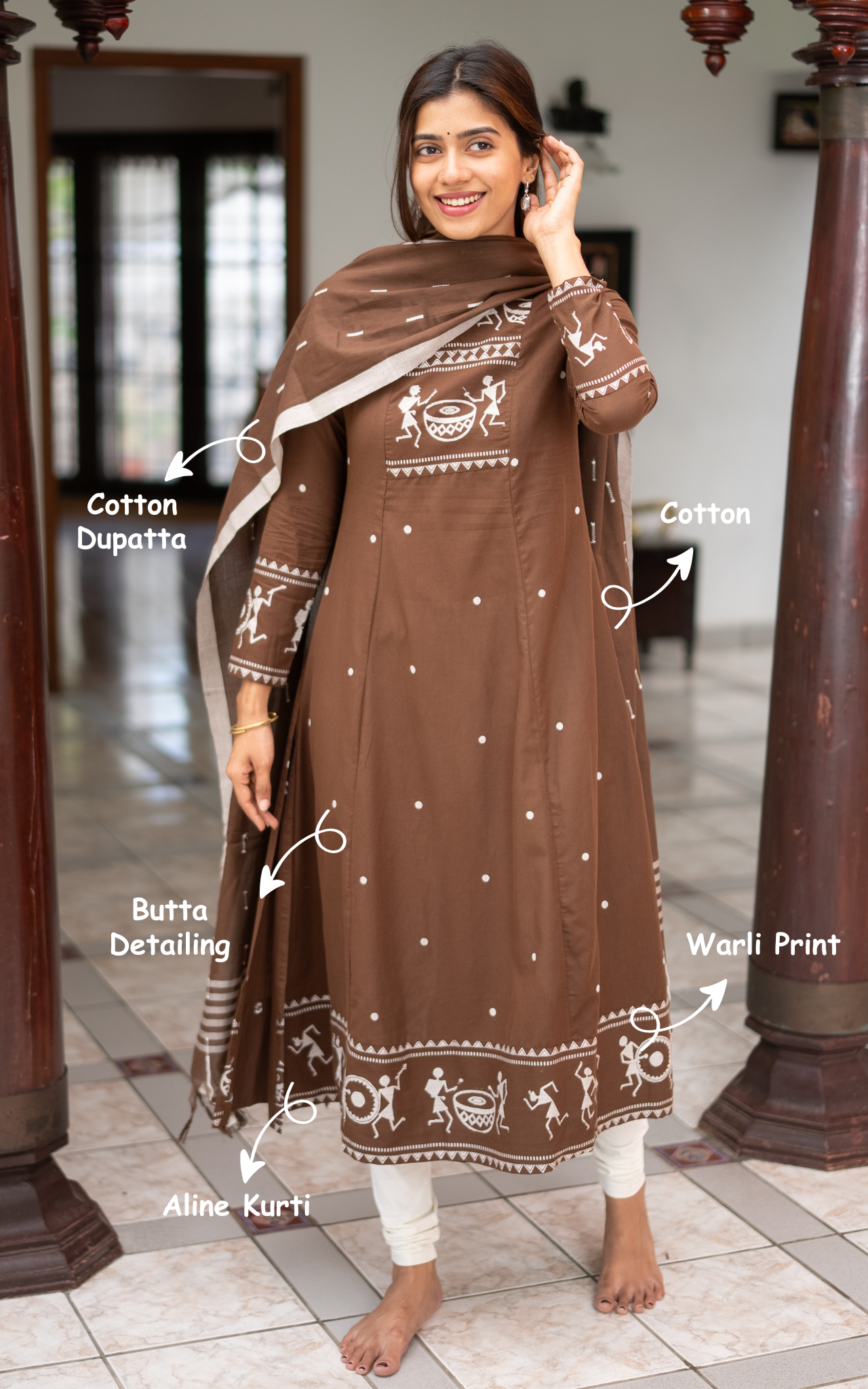 Marudham Brown (Kurti+Dupatta)