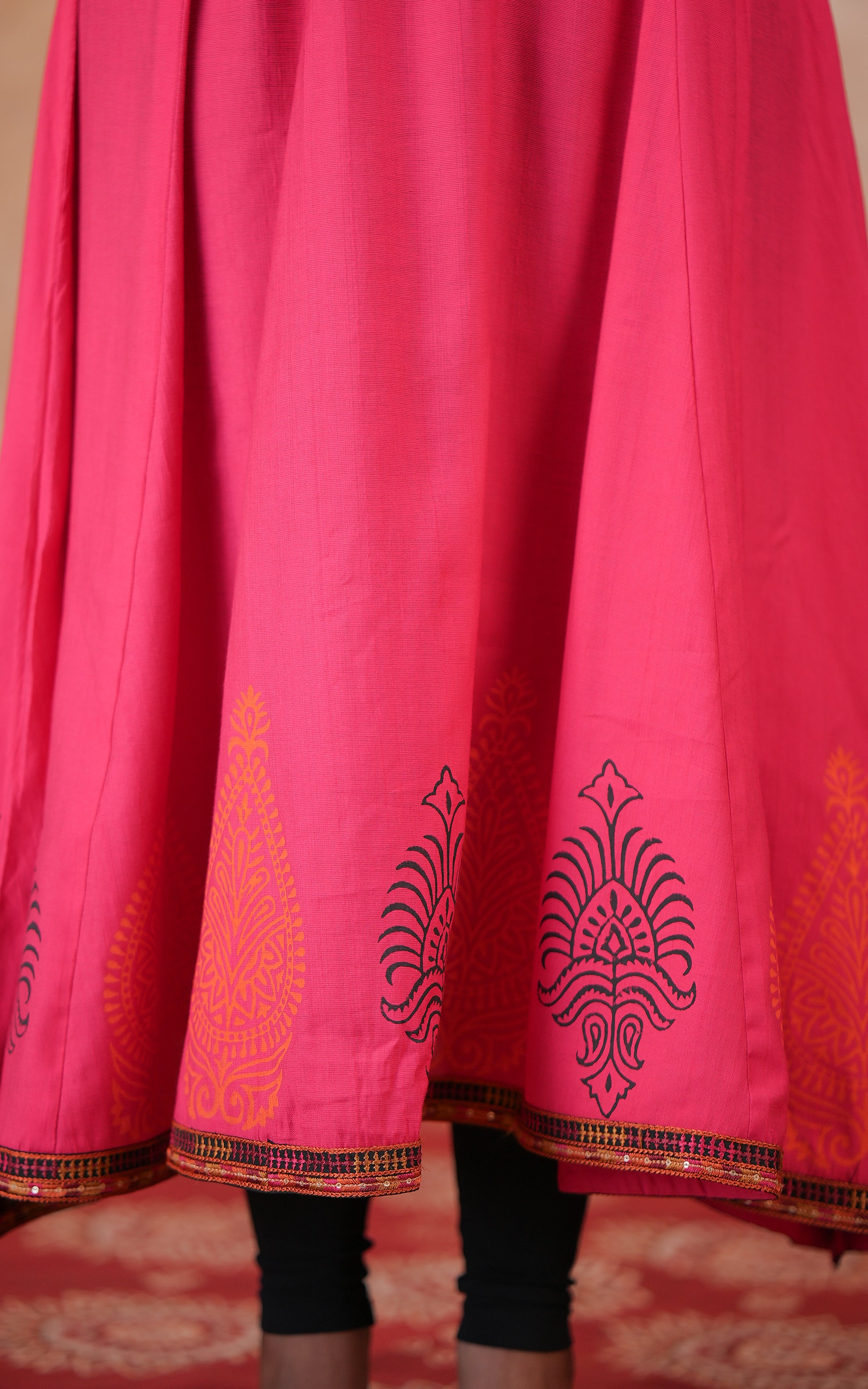 Ethnic handblock print rayon kurti for women