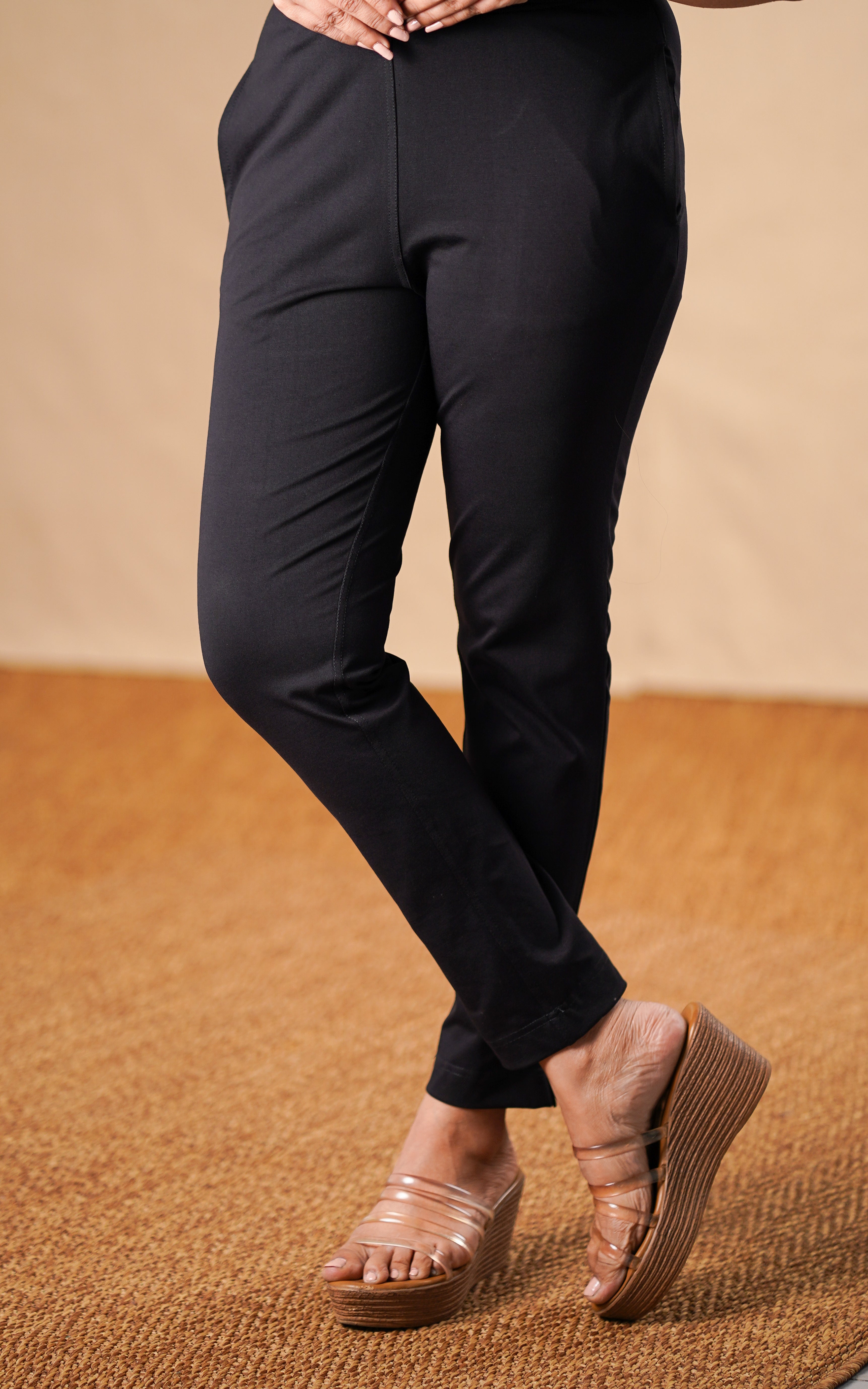 Straight Fit Stretchable Pant Black MIX N MATCH instore