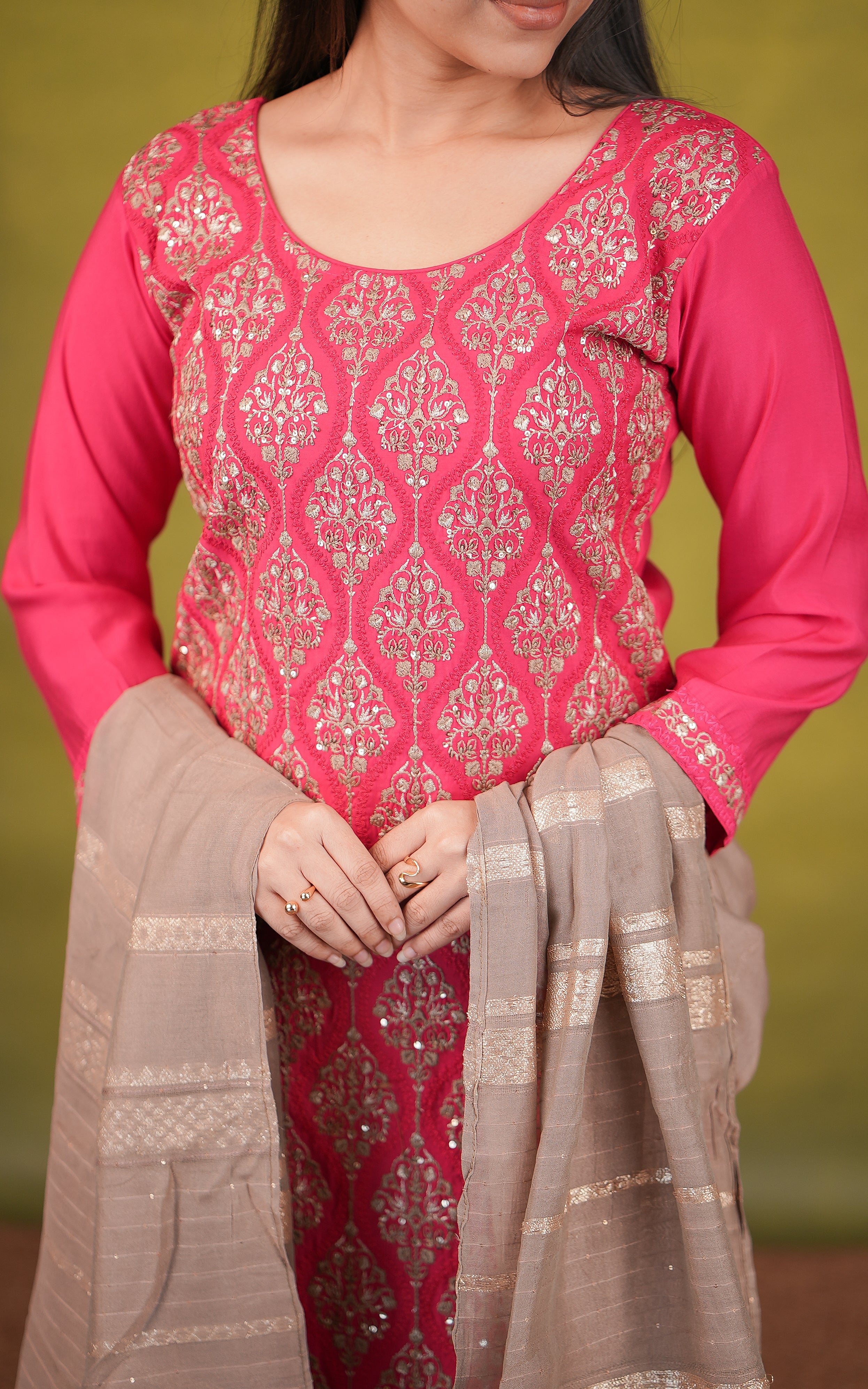 Art silk kurti with matching dupatta for women