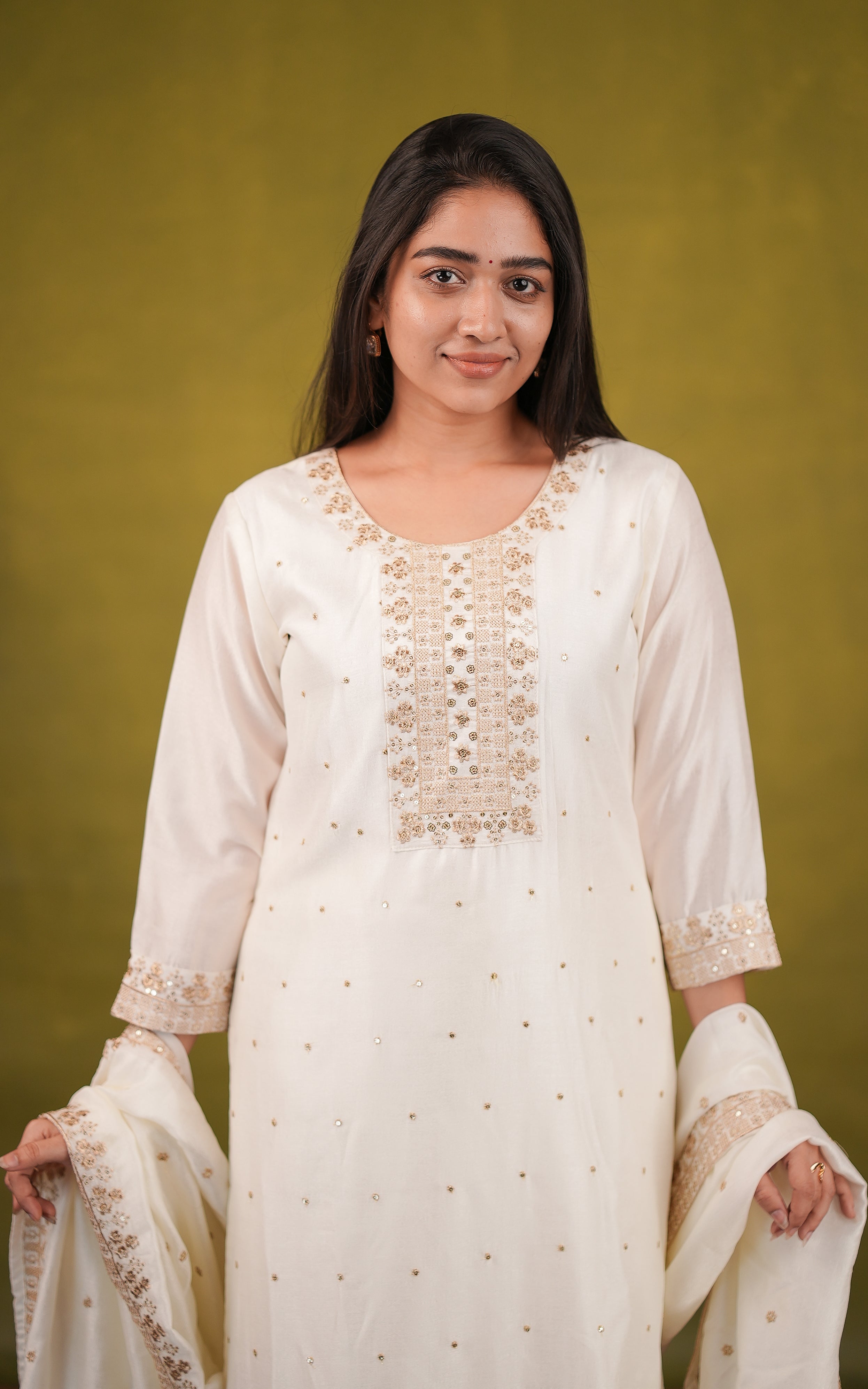 Art silk straight cut kurti set or women