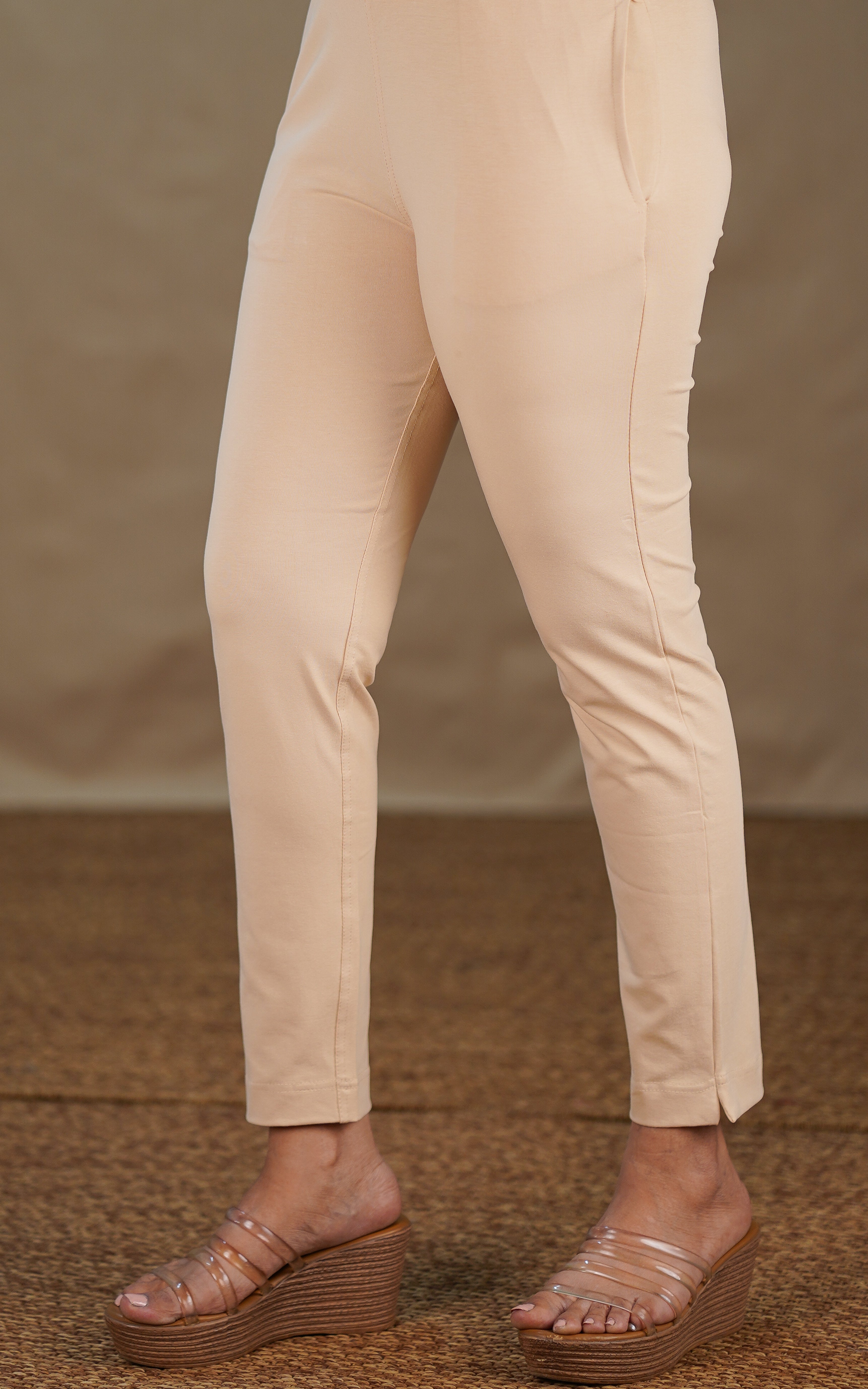 Straight Fit Stretchable Pant Beige