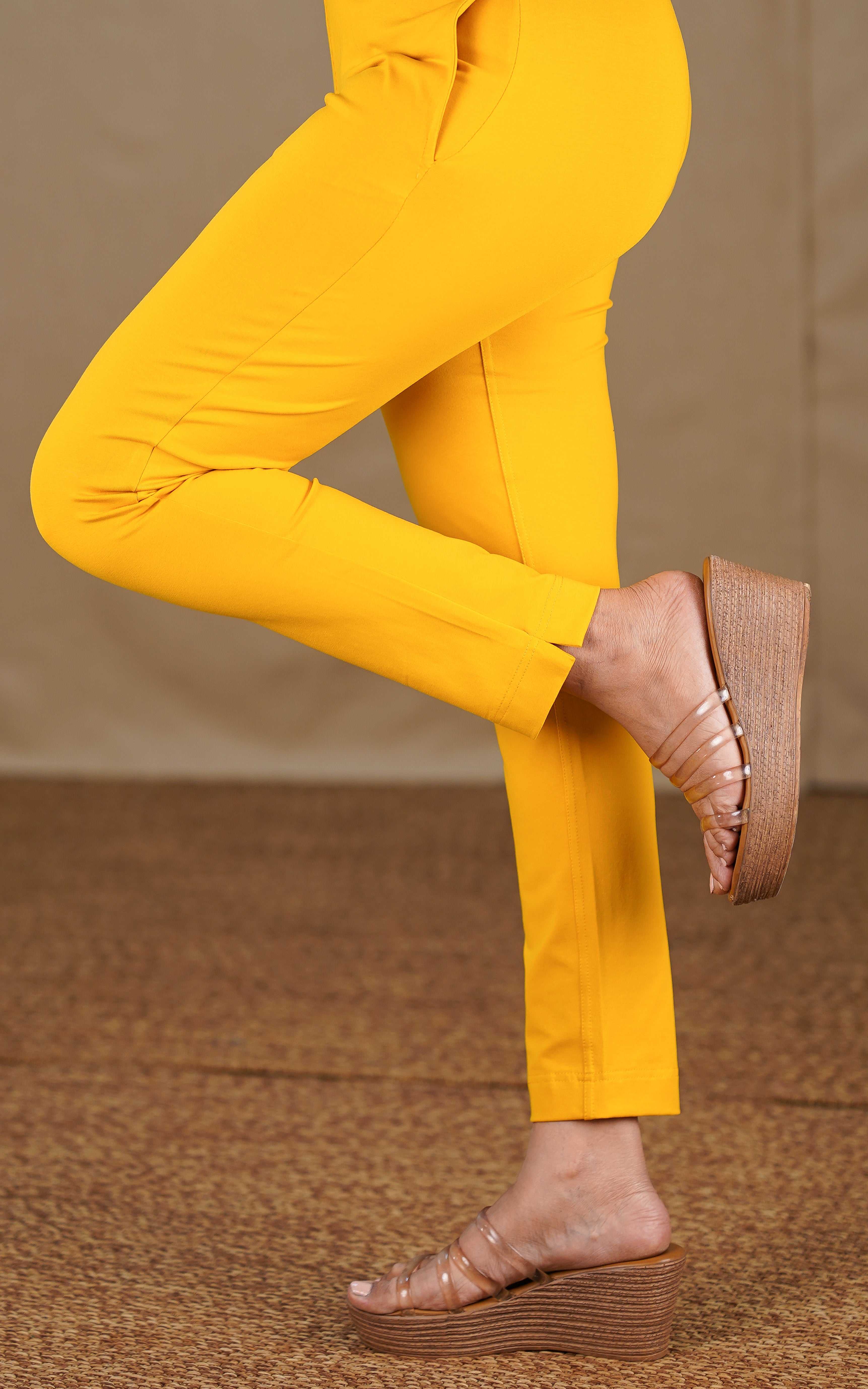 Straight Fit Stretchable Pant Gold - Main Image