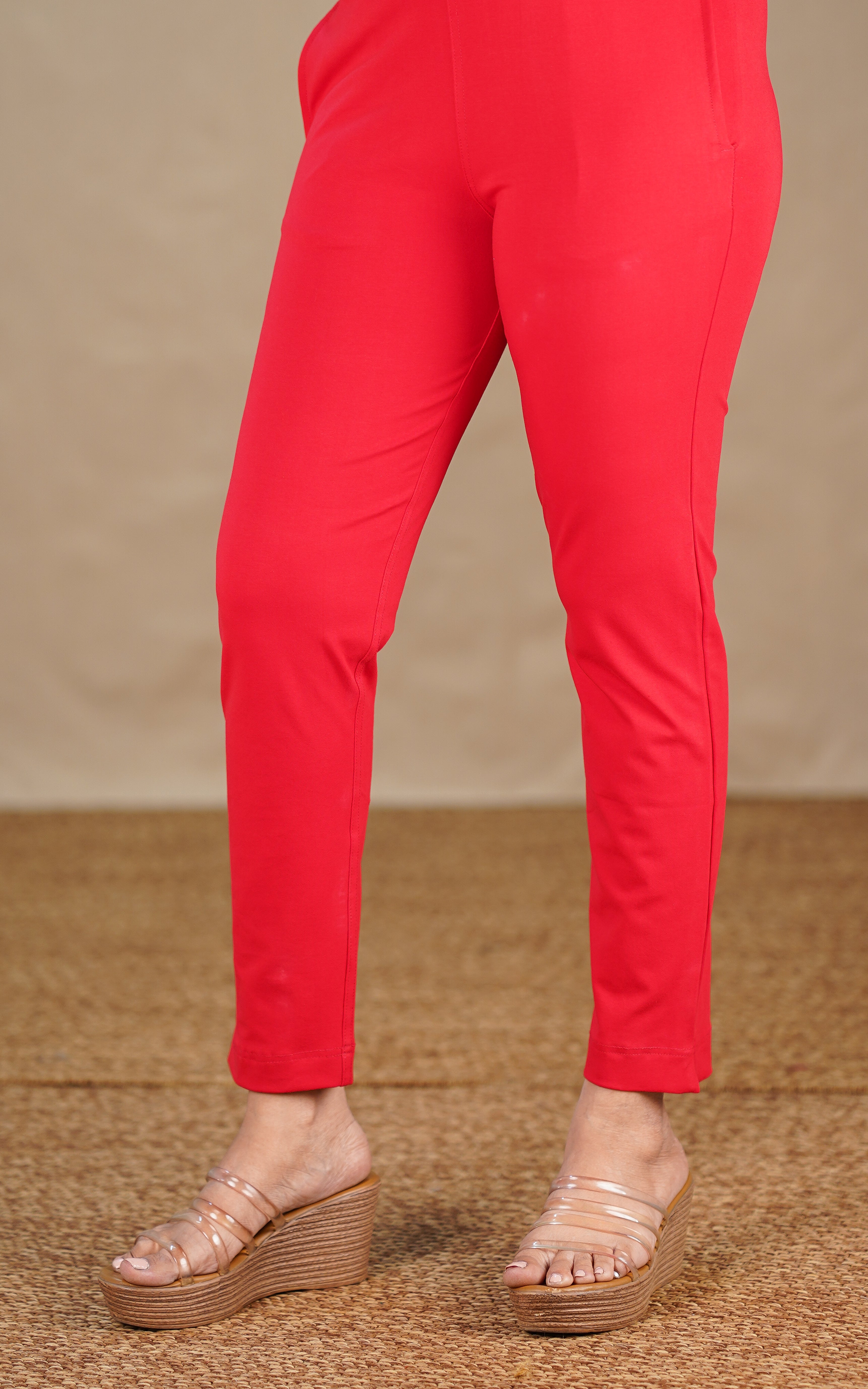 Straight Fit Stretchable Pant Red