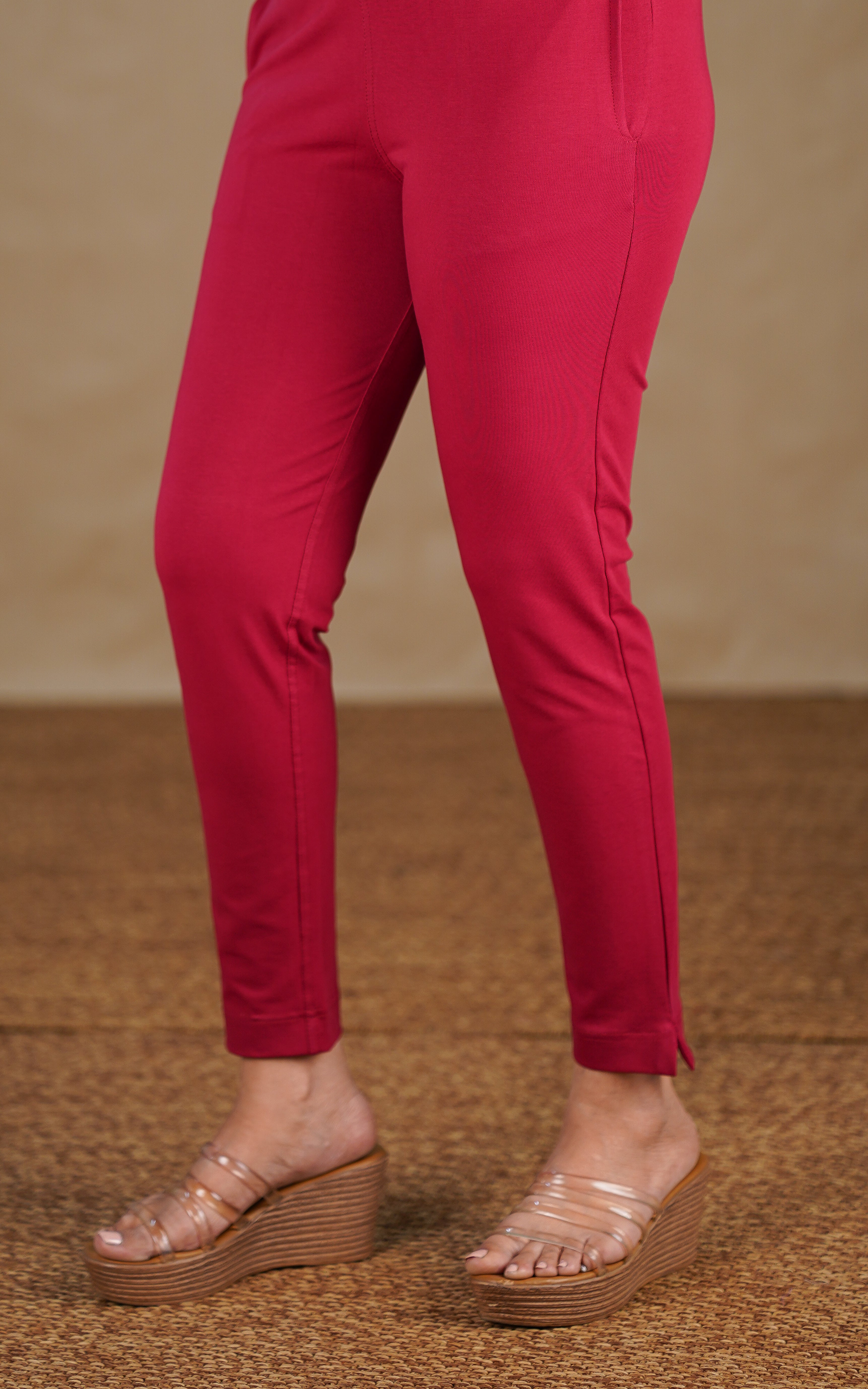 Straight Fit Stretchable Pant Maroon MIX N MATCH instore