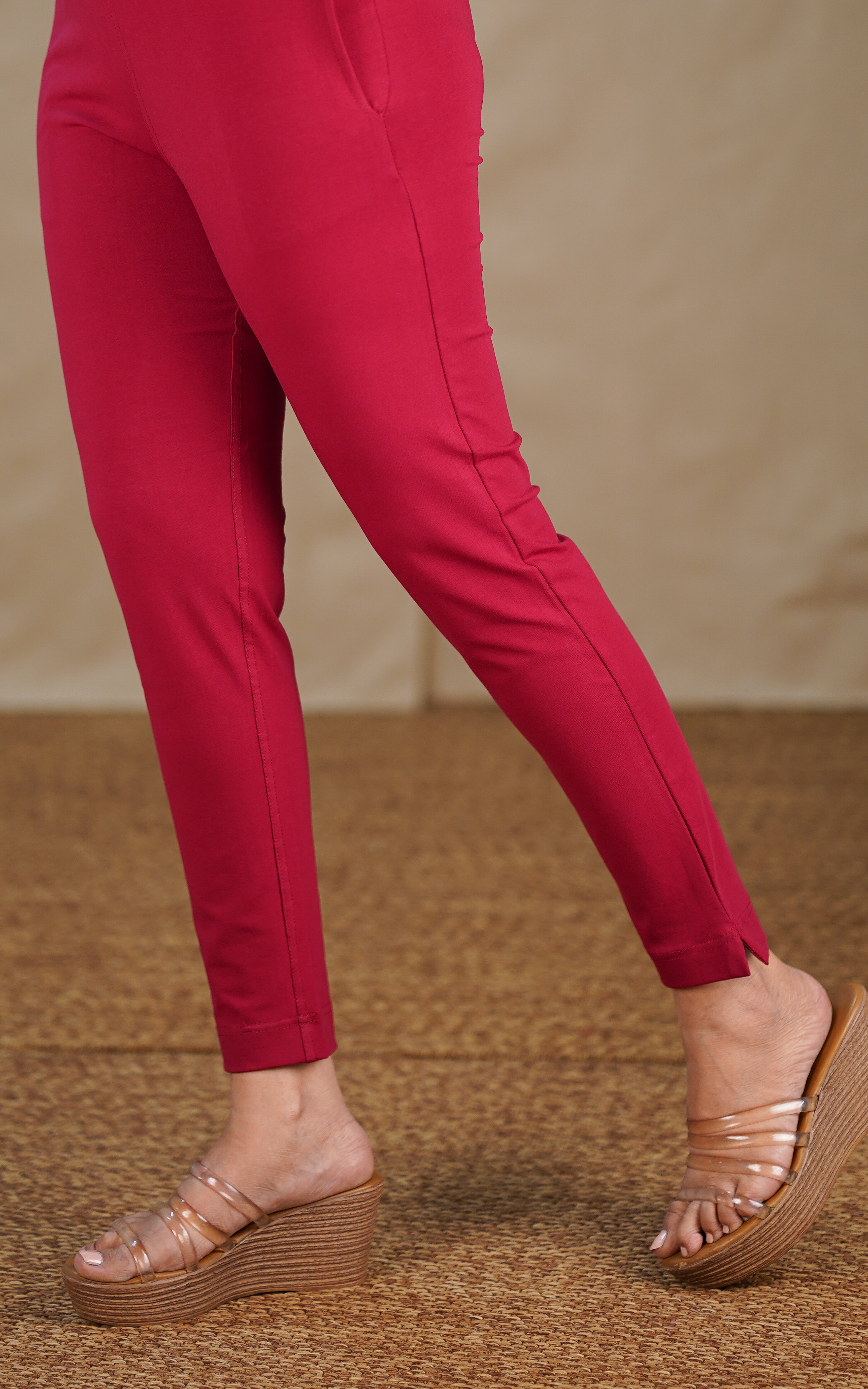 Straight Fit Stretchable Pant Maroon MIX N MATCH instore
