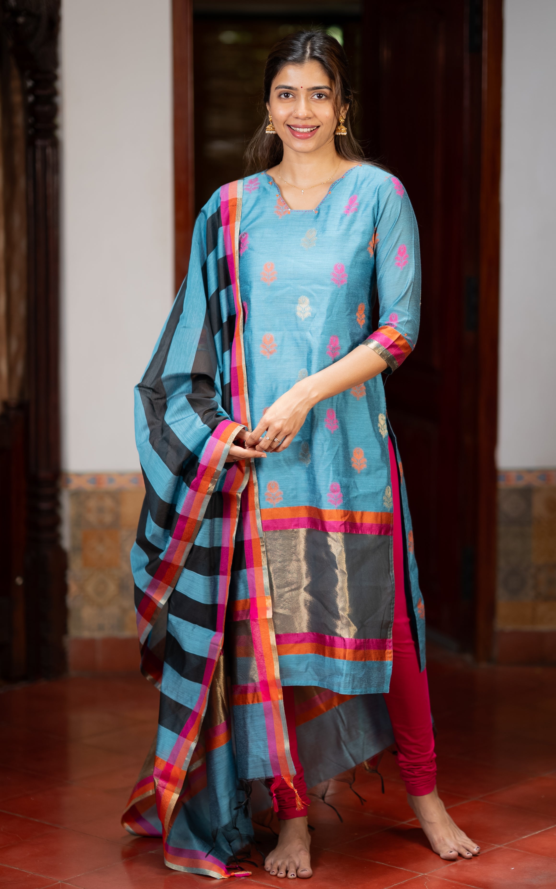 Nalavenba Blue (Kurti+Dupatta)