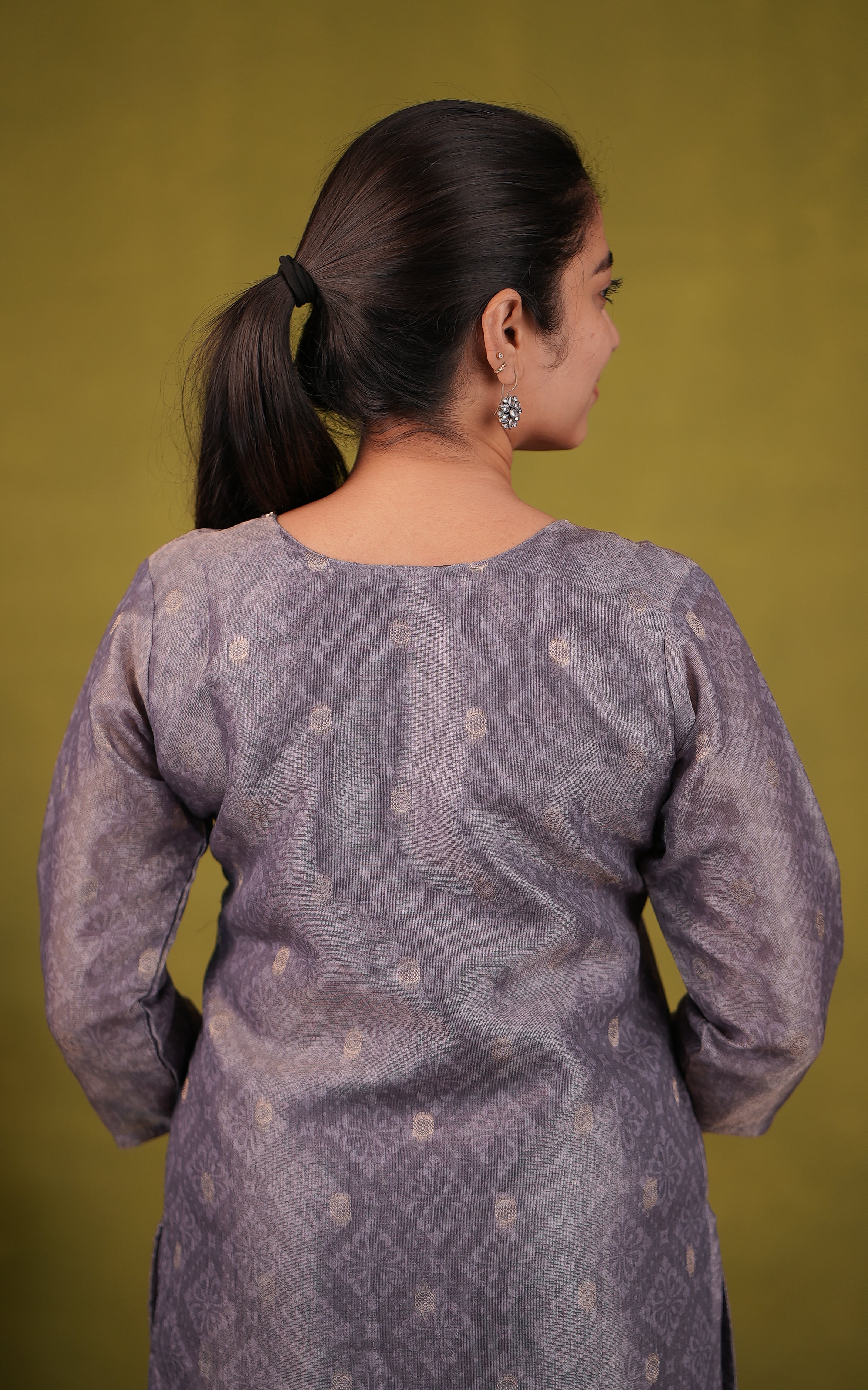 Festive wear pastel purple chanderi kurti set for women
