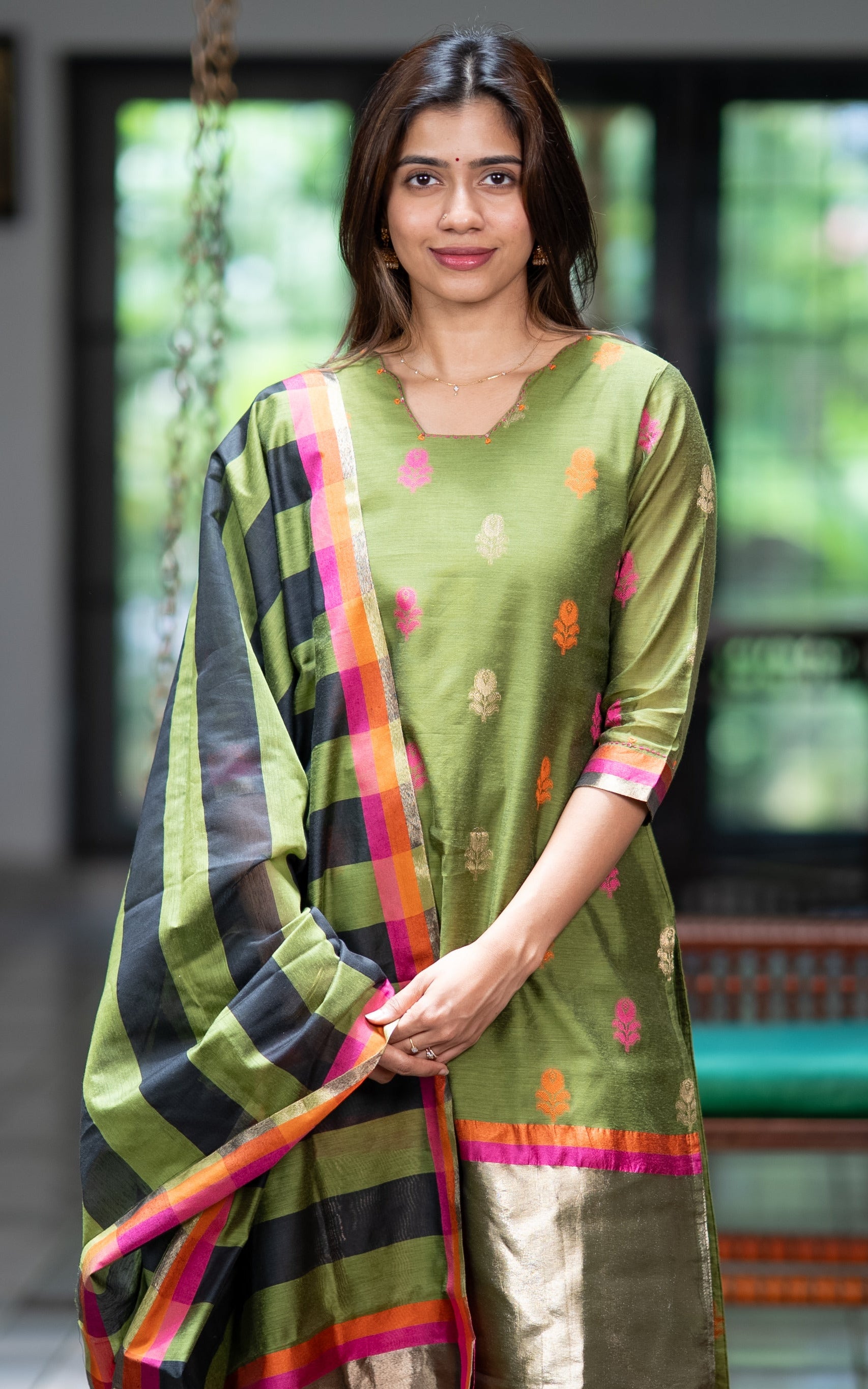 Nalavenba Mehandi Green (Kurti+Dupatta)