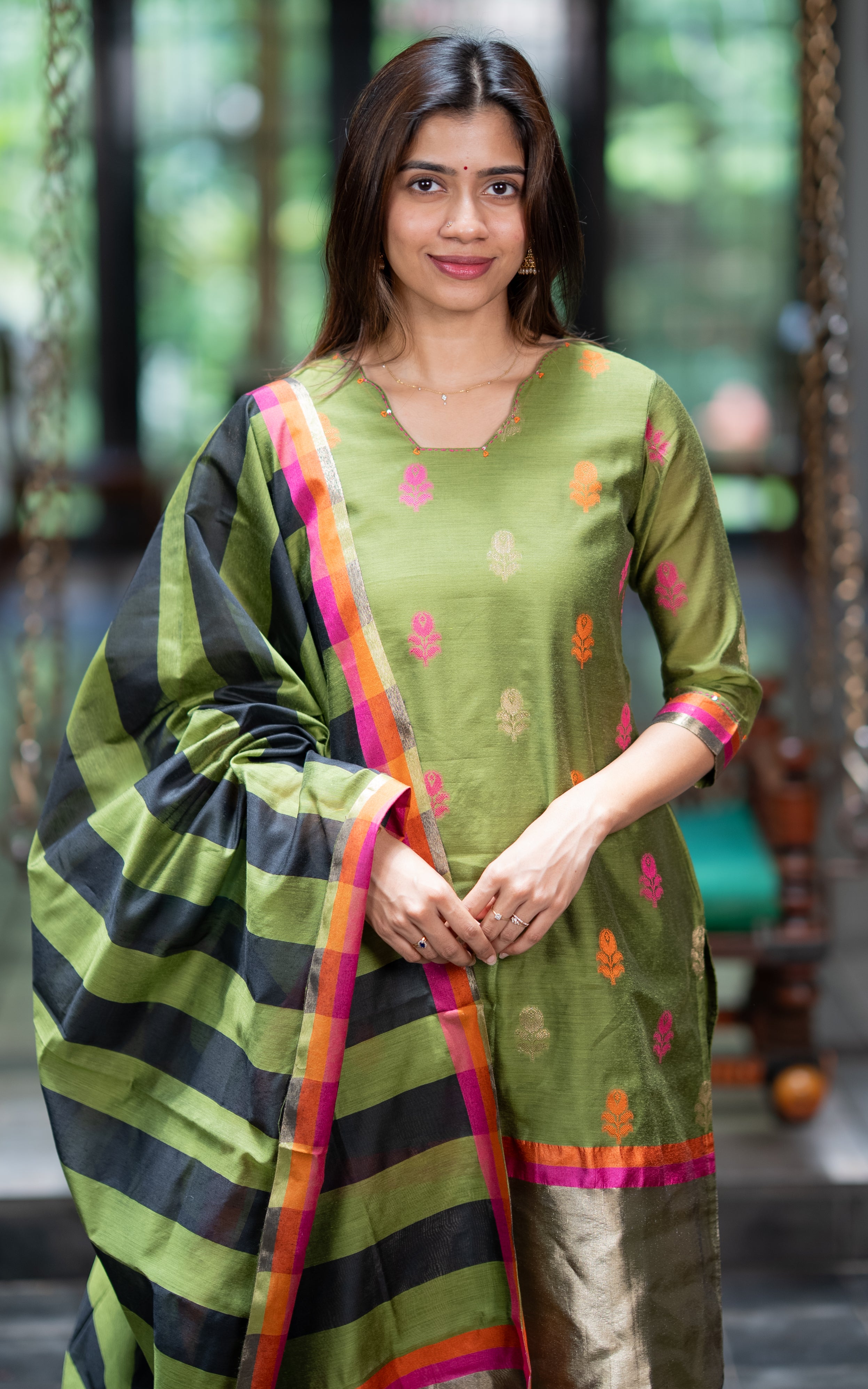 Nalavenba Mehandi Green (Kurti+Dupatta)