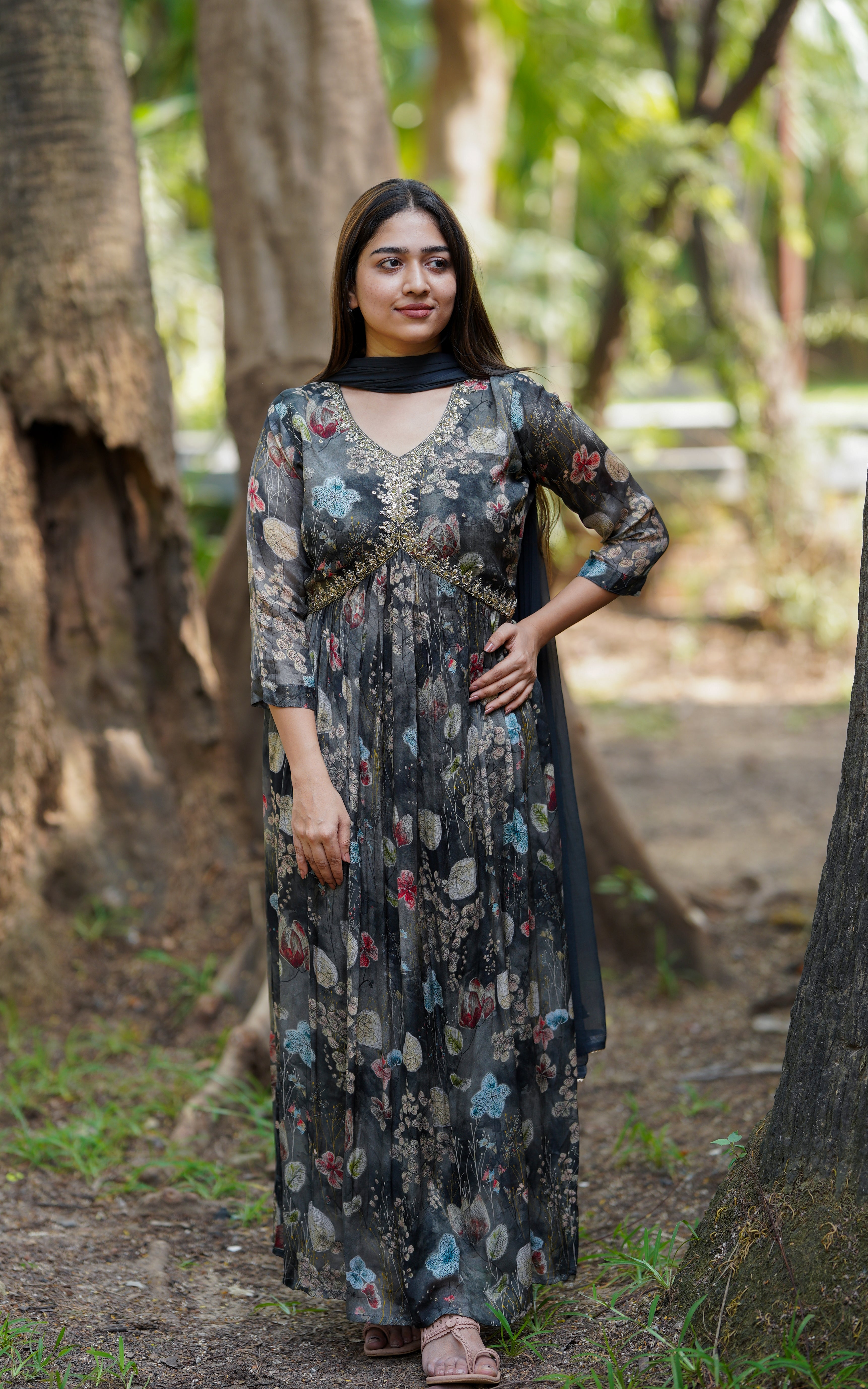 Black Kurti With Pant And Dupatta