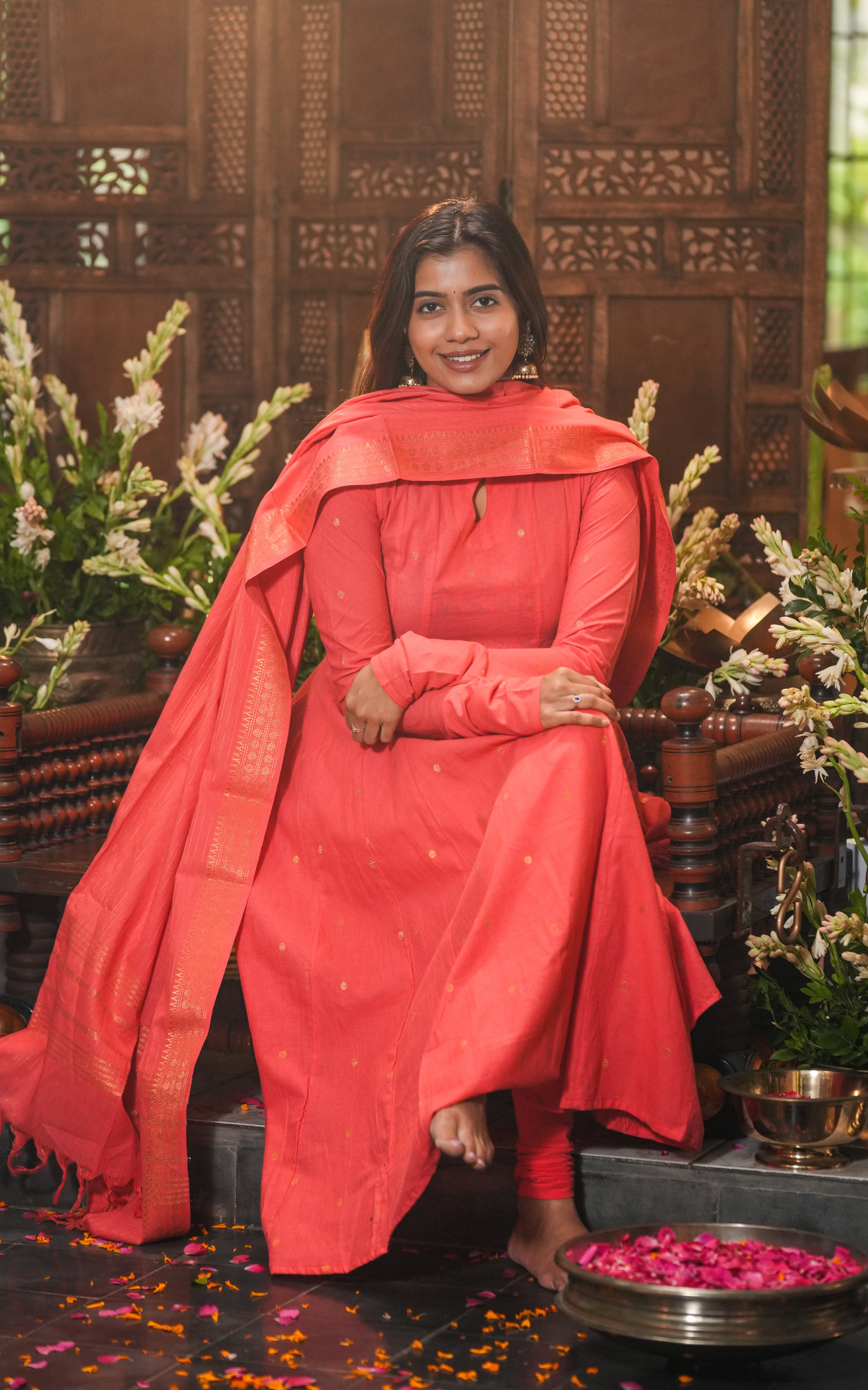 Jayanthi Peach (Kurti+Dupatta)
