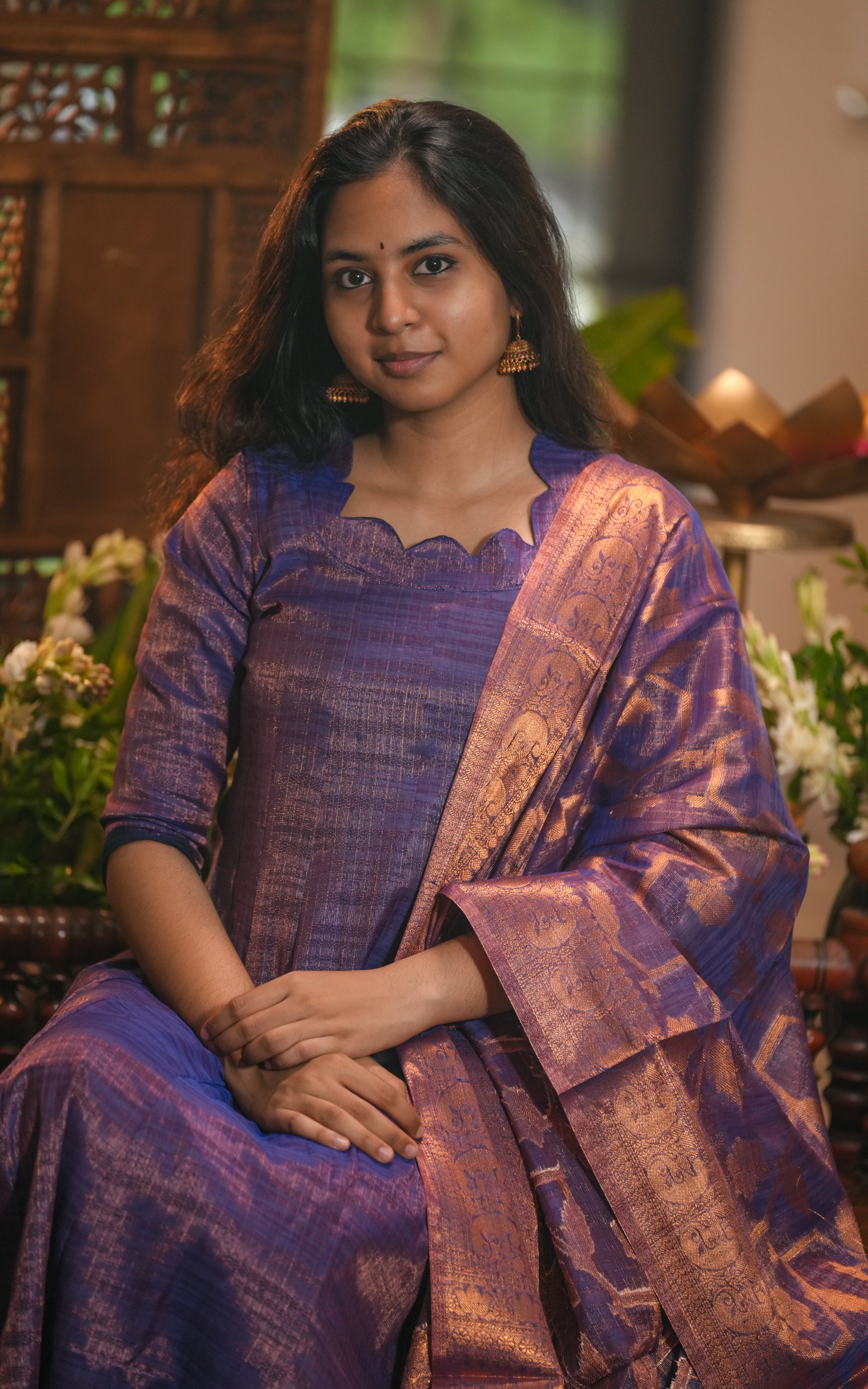 Kural Mozhi Violet (Kurti+Dupatta)