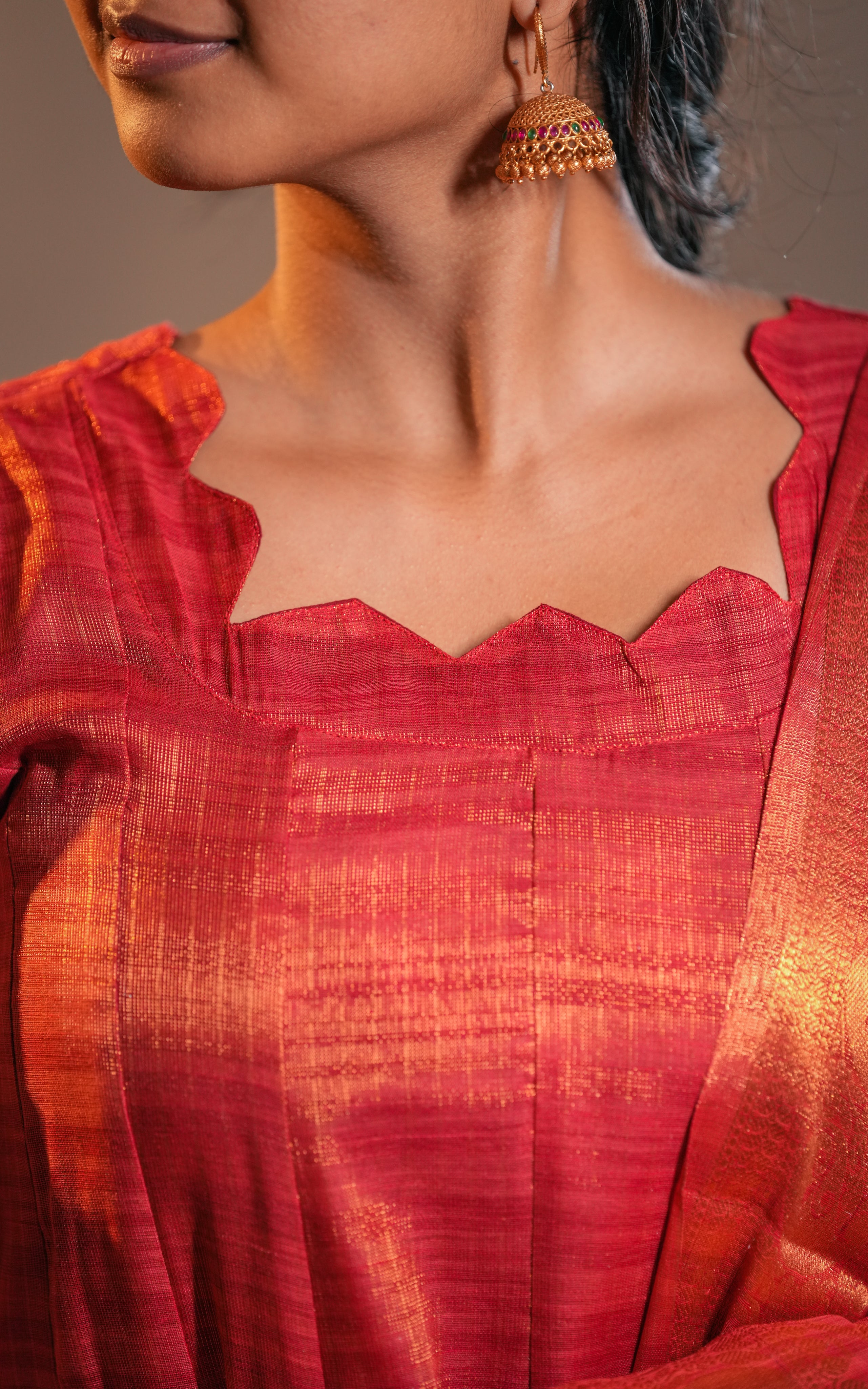 Kural Mozhi Rust (Kurti+Dupatta)