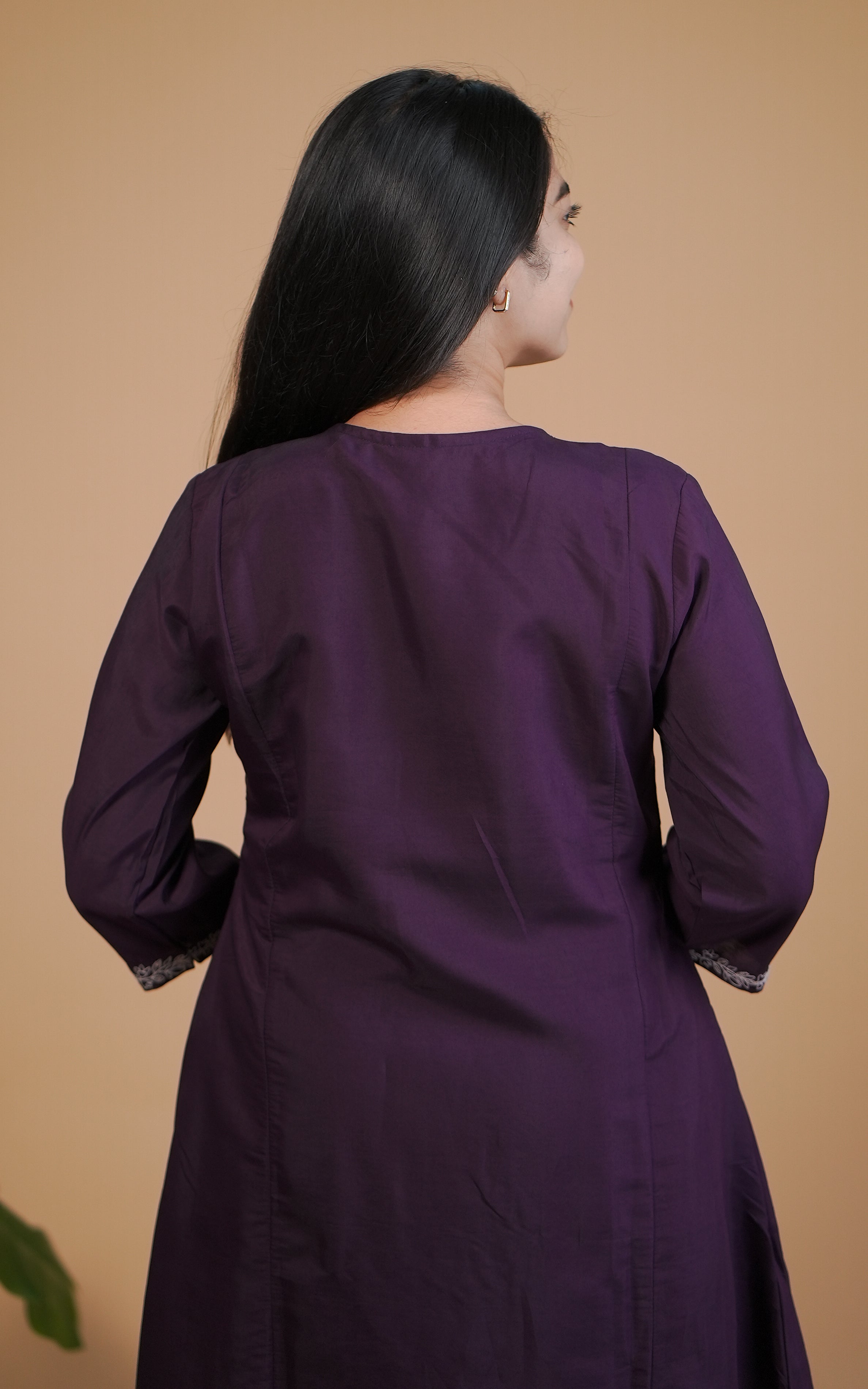 Instore – Purple Hansika Kurti with Dupatta for Women – Art Silk – Festive Ethnic Wear