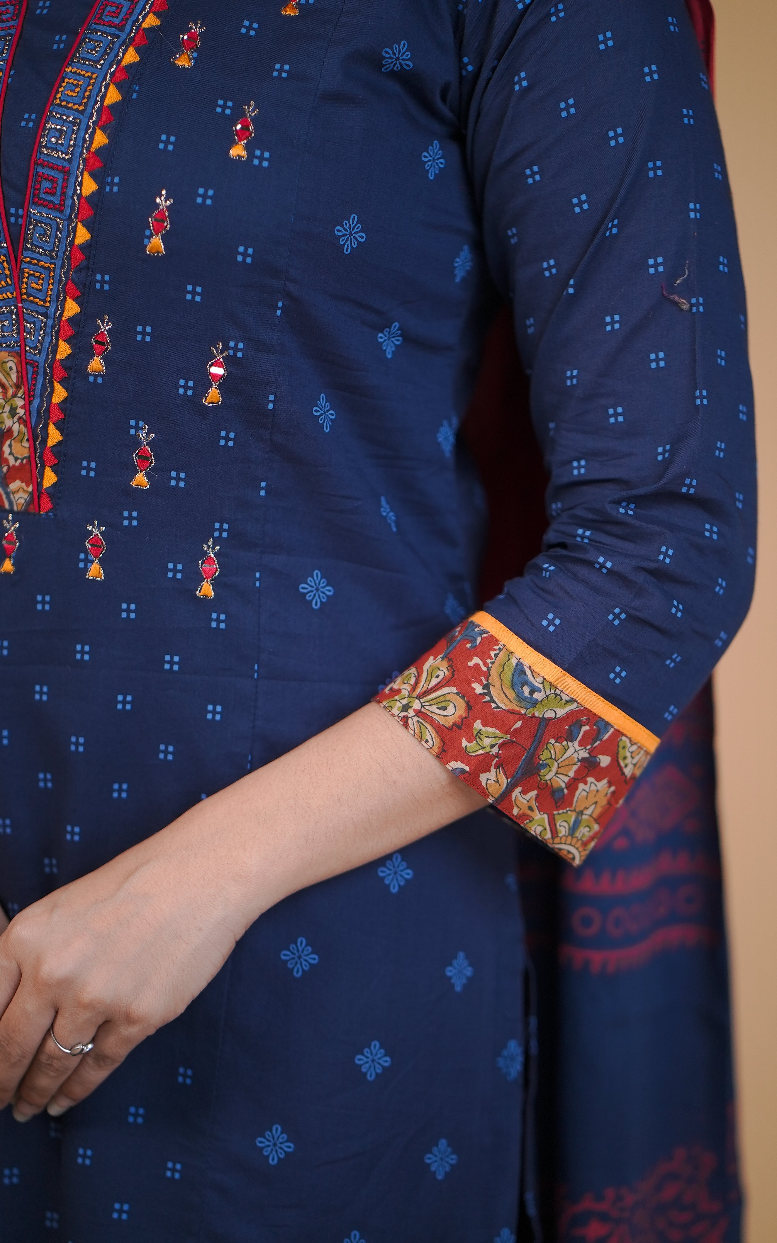 Elegant navy blue cotton kurti for women