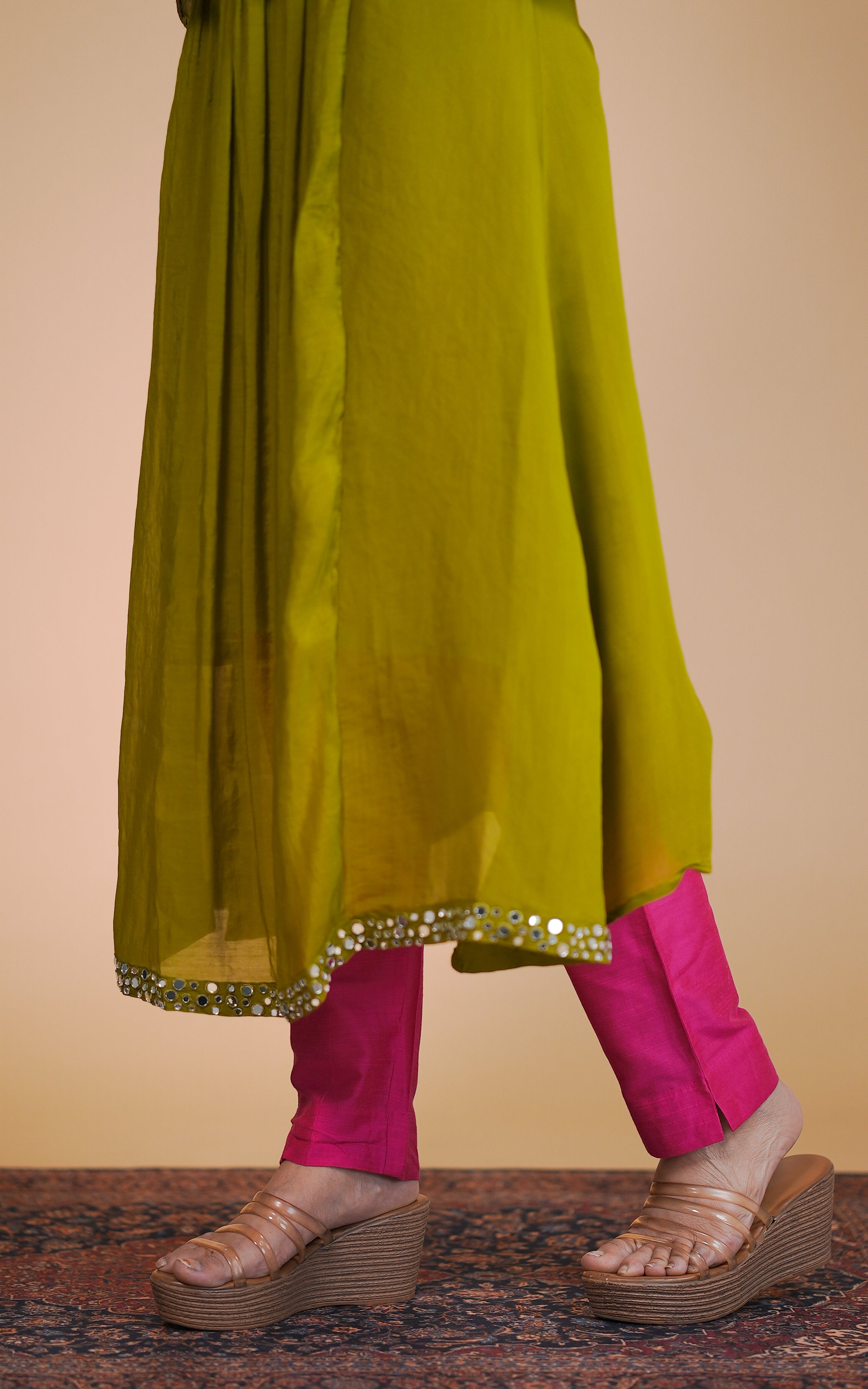 Elegant olive green kurti set for women