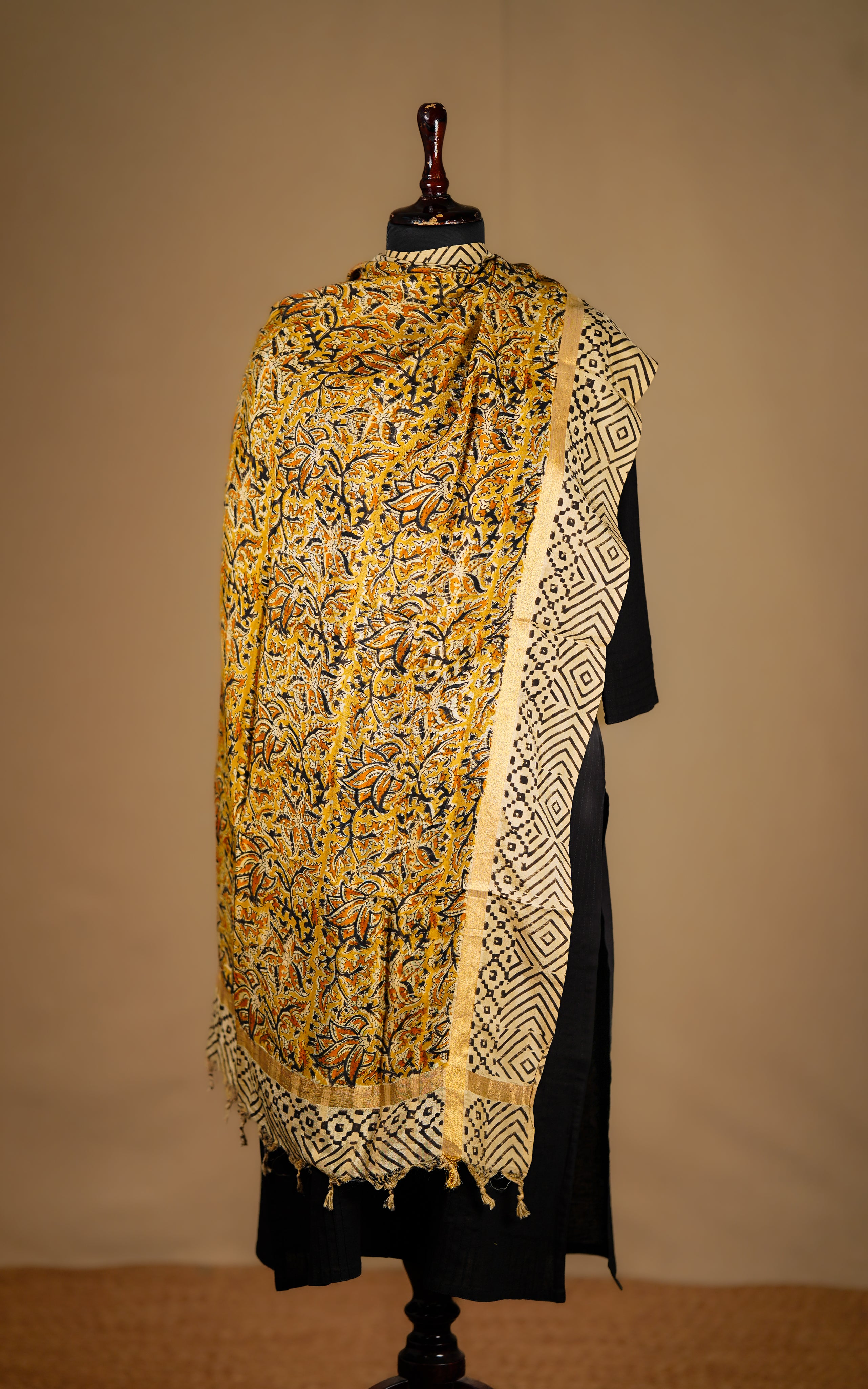 Art Silk Hand Blocked Kalamkari Dupatta 129IOS14 MIX N MATCH instore