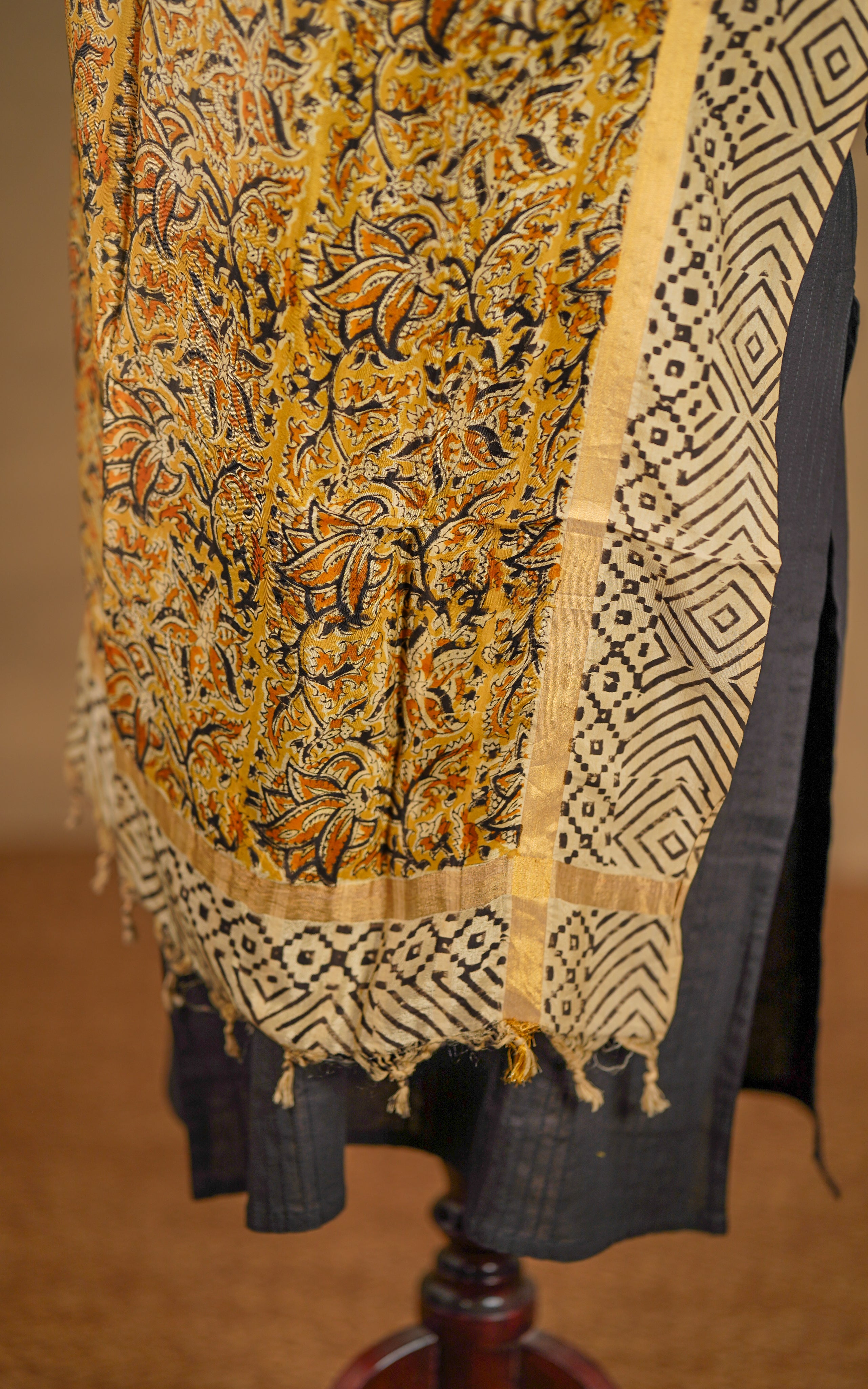 Art Silk Hand Blocked Kalamkari Dupatta 129IOS14 MIX N MATCH instore