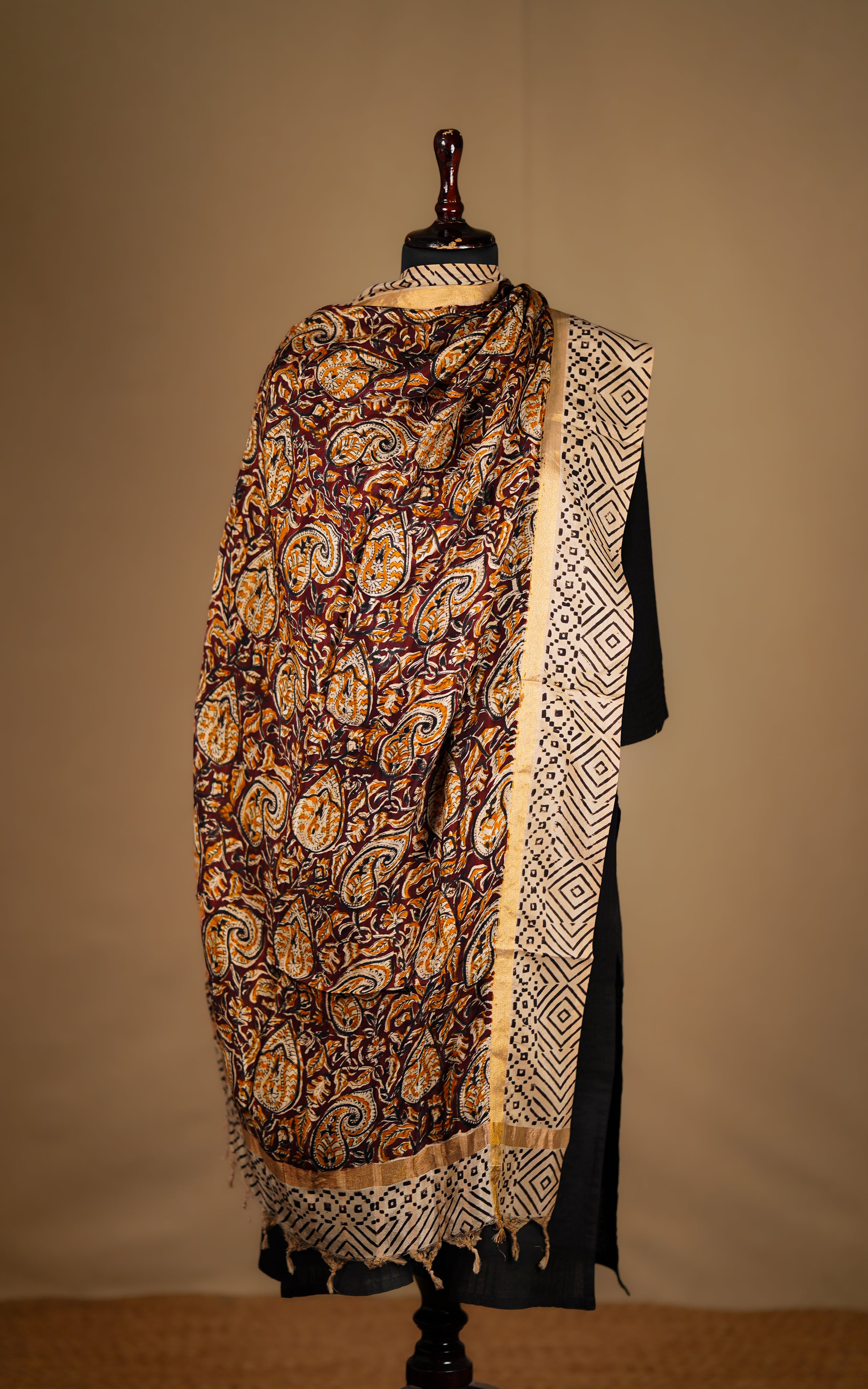 Art Silk Hand Blocked Kalamkari Dupatta 129IOS24 MIX N MATCH instore